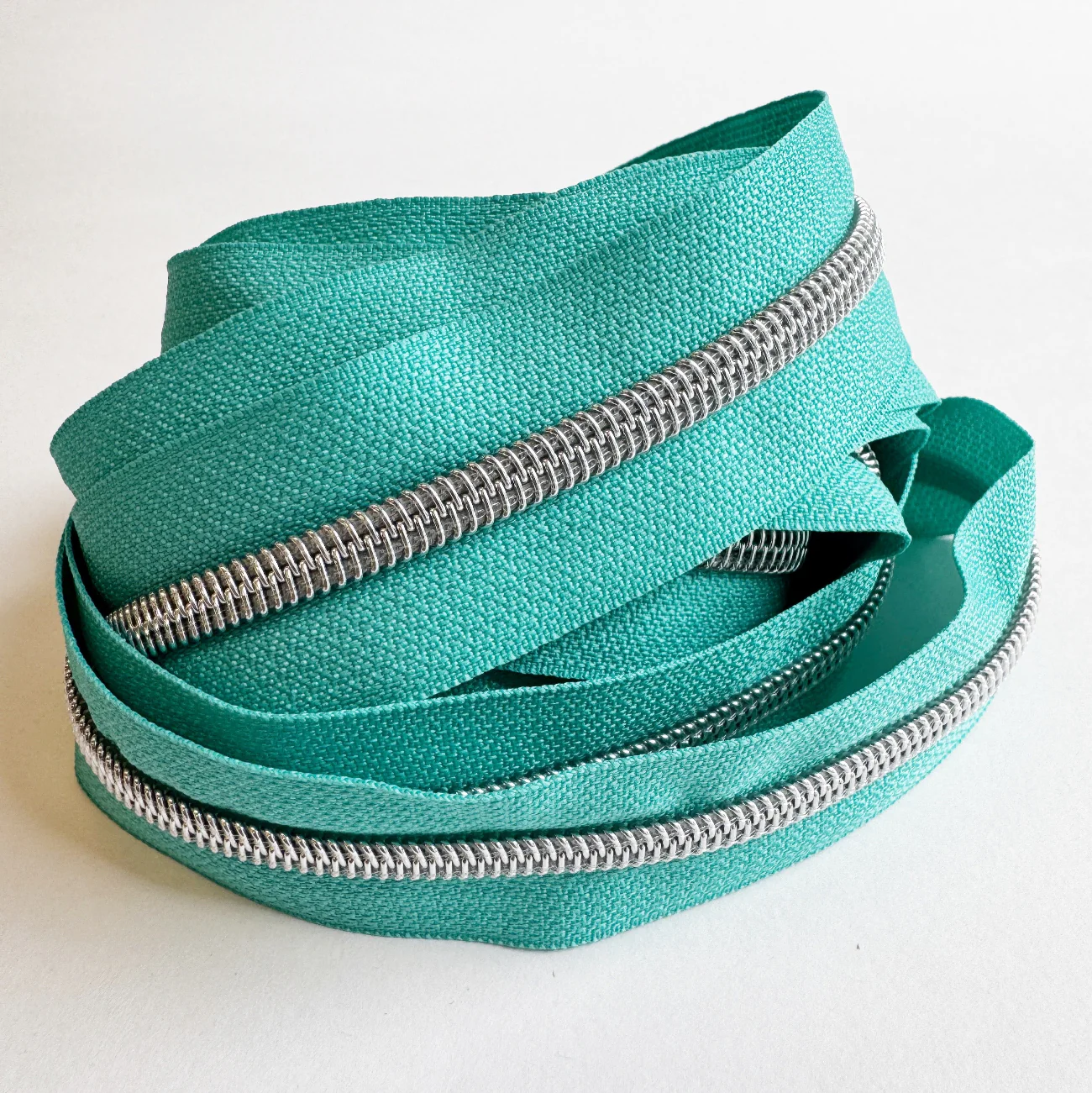 #5 Teal Zipper Tape with Silver Teeth - 3 Yards - Image 2