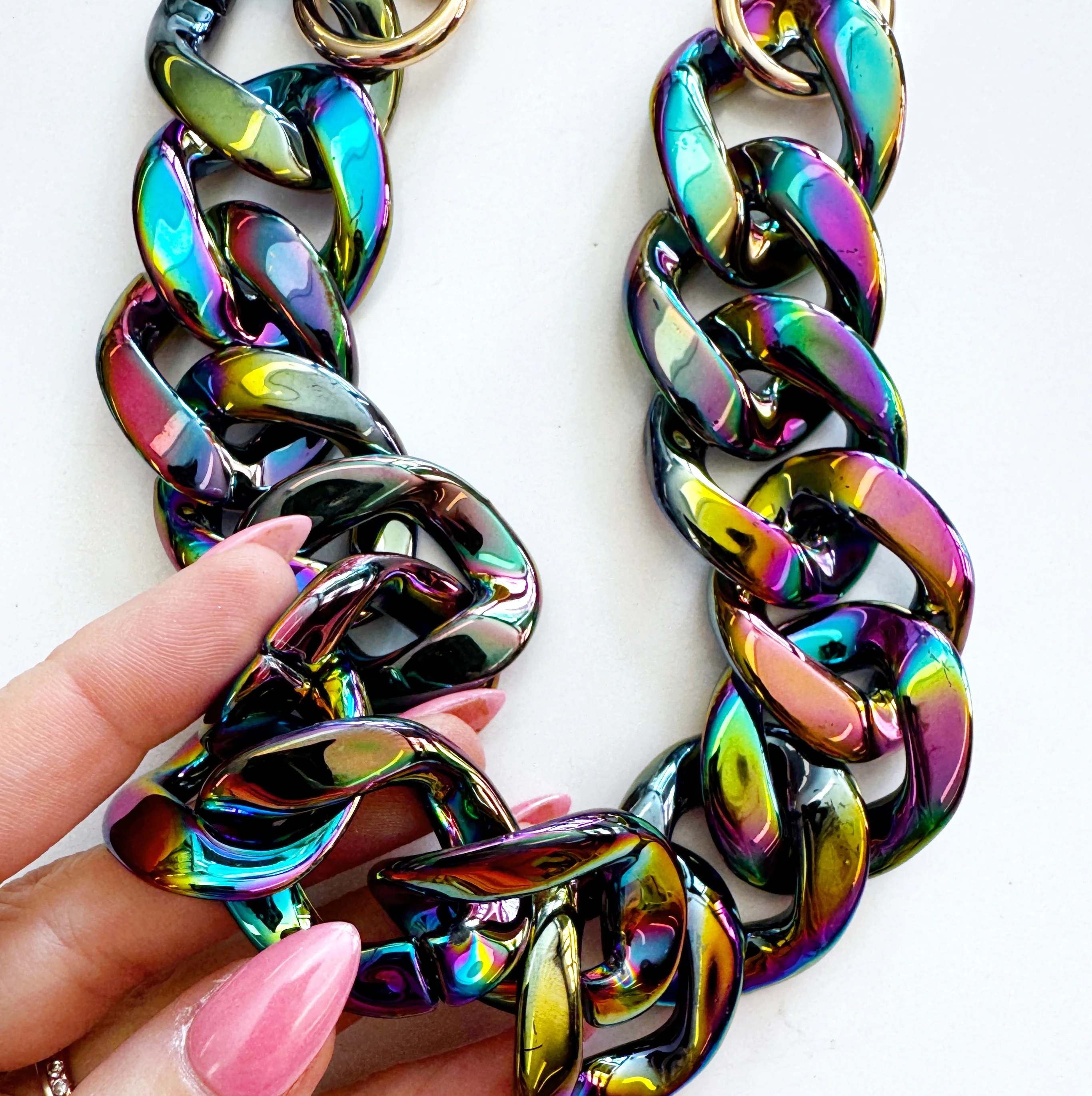 Acrylic Bag Chain - Oil Slick color - Image 3