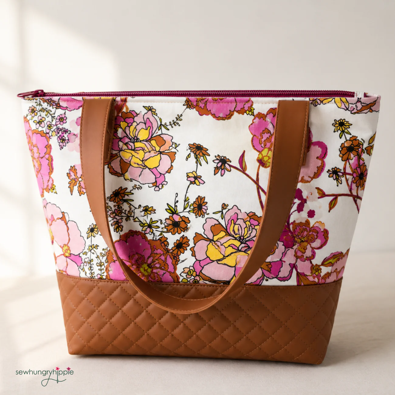 Art Gallery Floral & Quilted Vinyl Bundle – Cotton Poplin, Cinnamon Pre-Quilted Vinyl & Wine Red Zipper Tape - Image 4