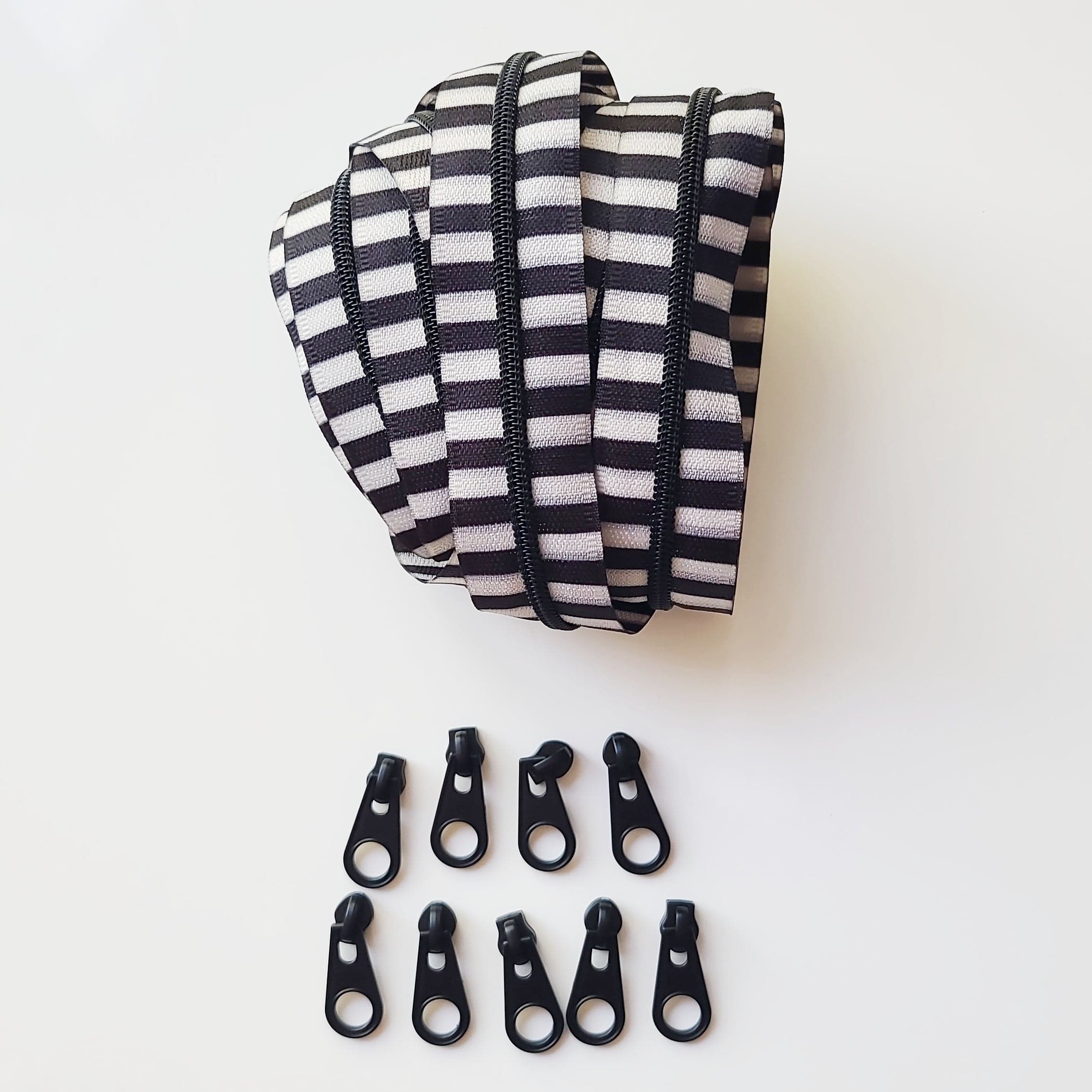 Black & White Bold Stripes 3mm Zipper Pack with Pulls