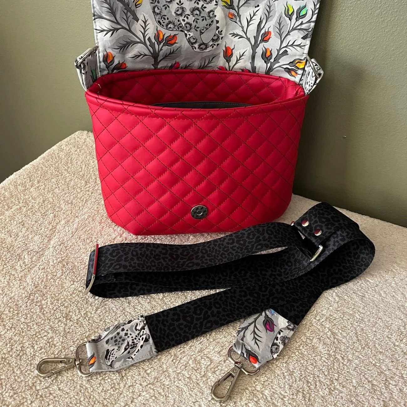 Black Grey Leopard seatbelt webbing 1" width 5 Yards - Image 3