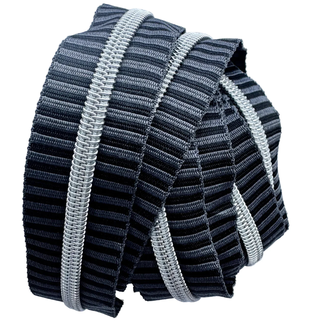 Black & Grey Striped Jacquard Woven Zipper Tape