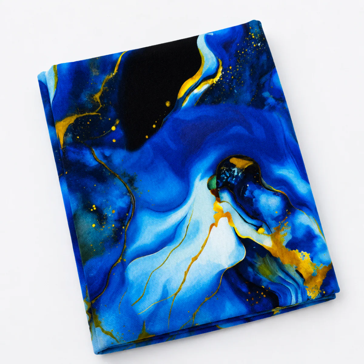 Blue & Gold Agate Pattern Canvas Fabric 36" x 58"