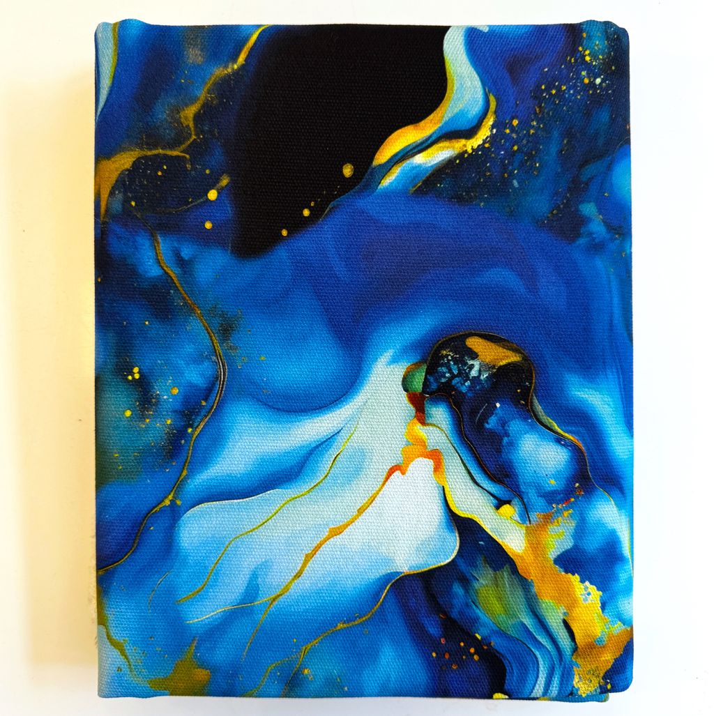 Blue & Gold Agate Pattern Canvas Fabric 36" x 58" - Image 10