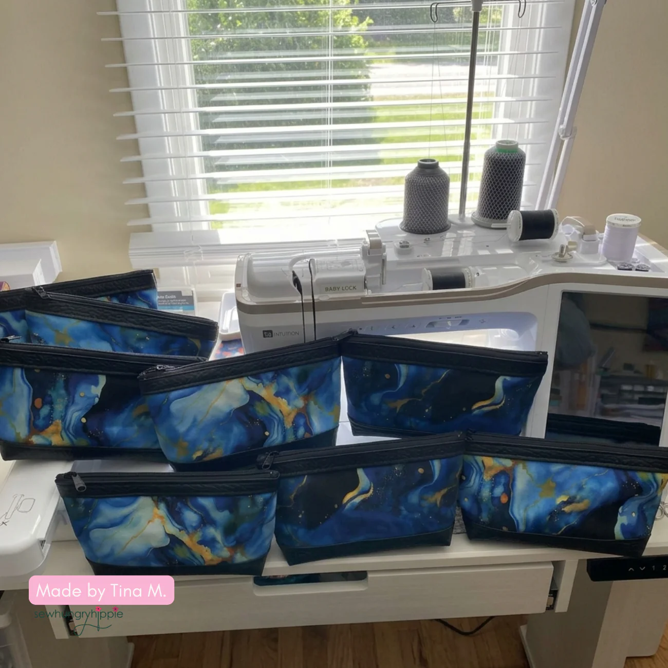 Blue & Gold Agate Pattern Canvas Fabric 36" x 58" - Image 4