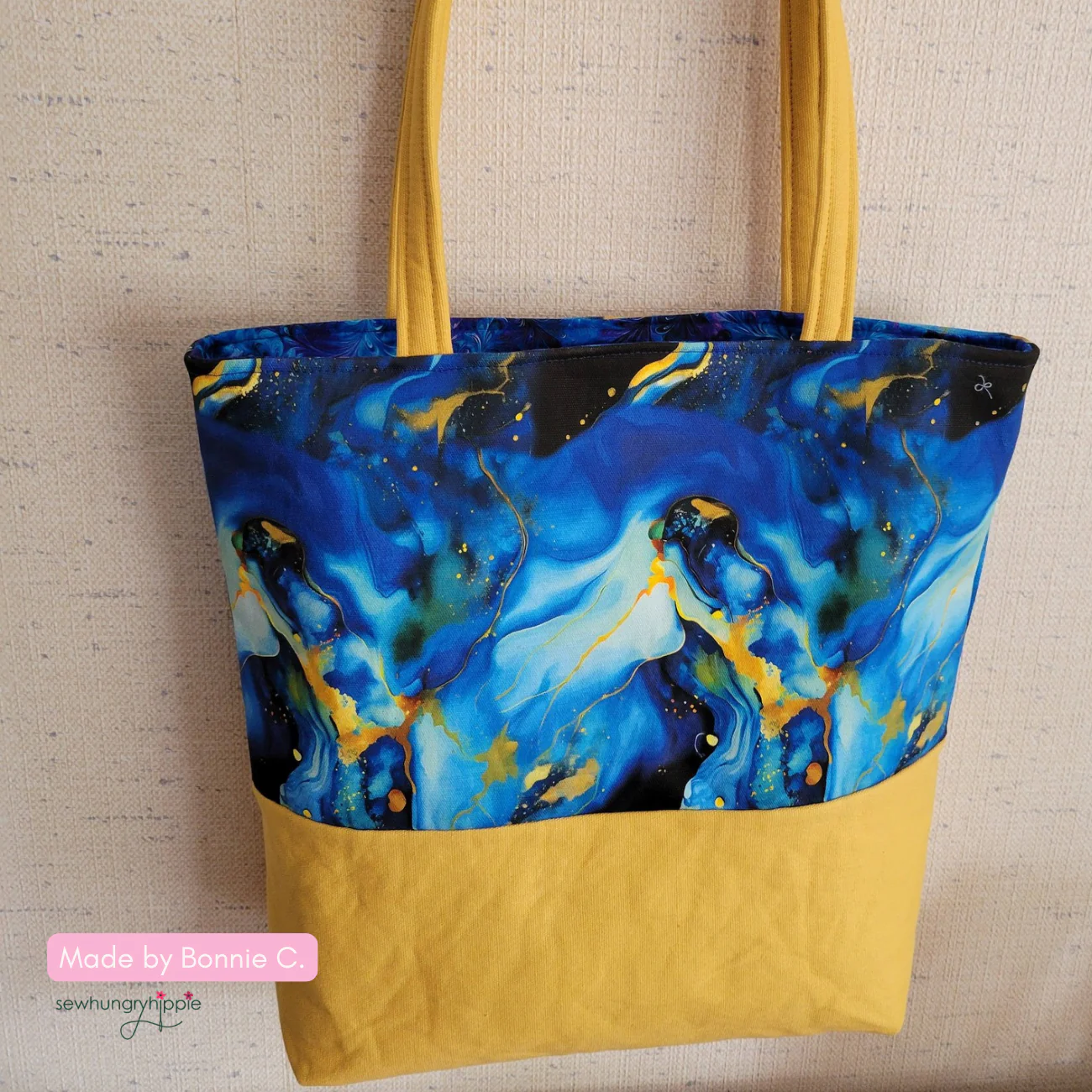 Blue & Gold Agate Pattern Canvas Fabric 36" x 58" - Image 8