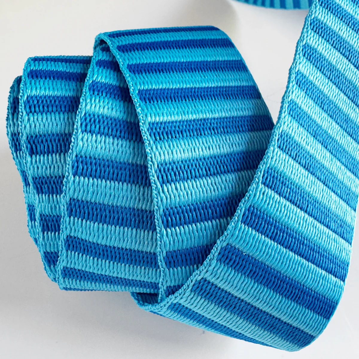 Blue Striped Jacquard Woven Webbing – 1.5" Wide