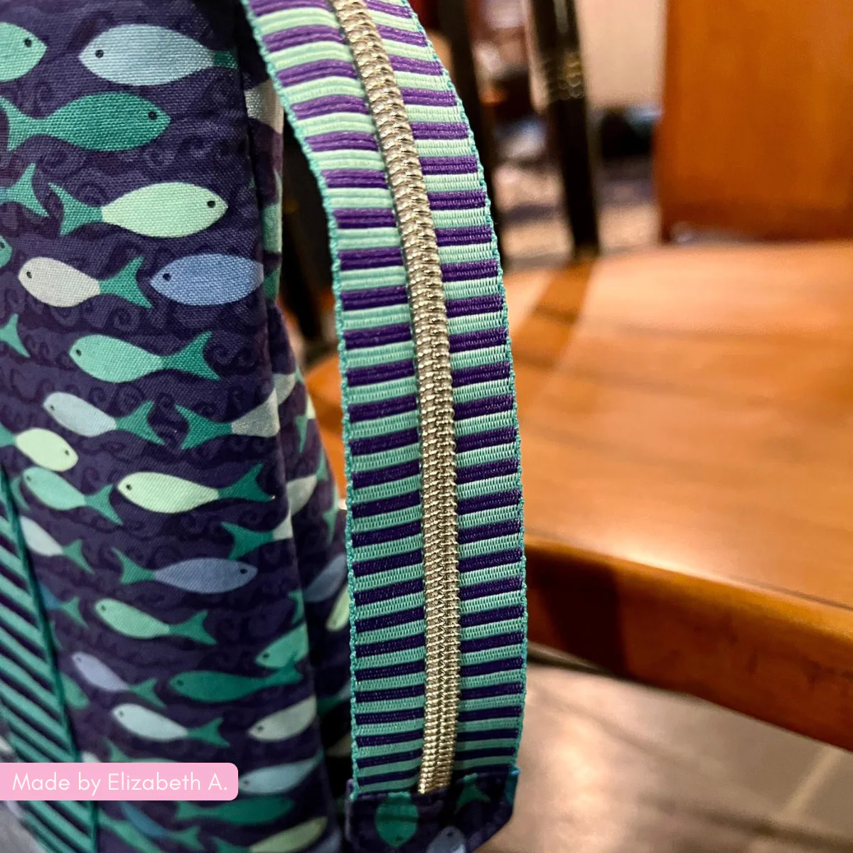 Blue & Teal Purple Striped Jacquard Woven Zipper Tape | #5 Nylon | Silver Teeth - Image 5
