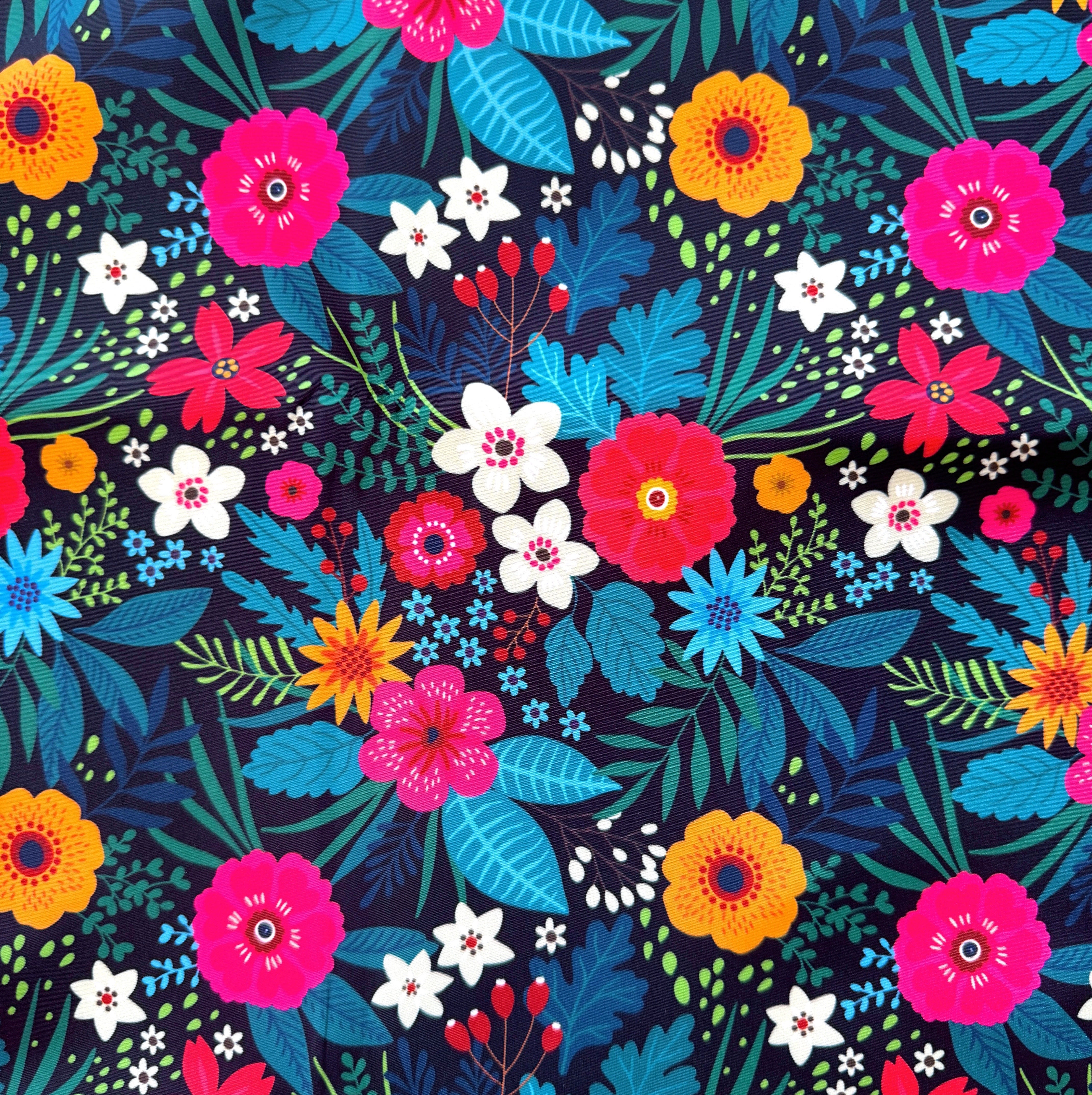 Bonded Nylon Fabric – Flower Fall | 36" x 58" | Custom Floral Lining & Bag Making Fabric