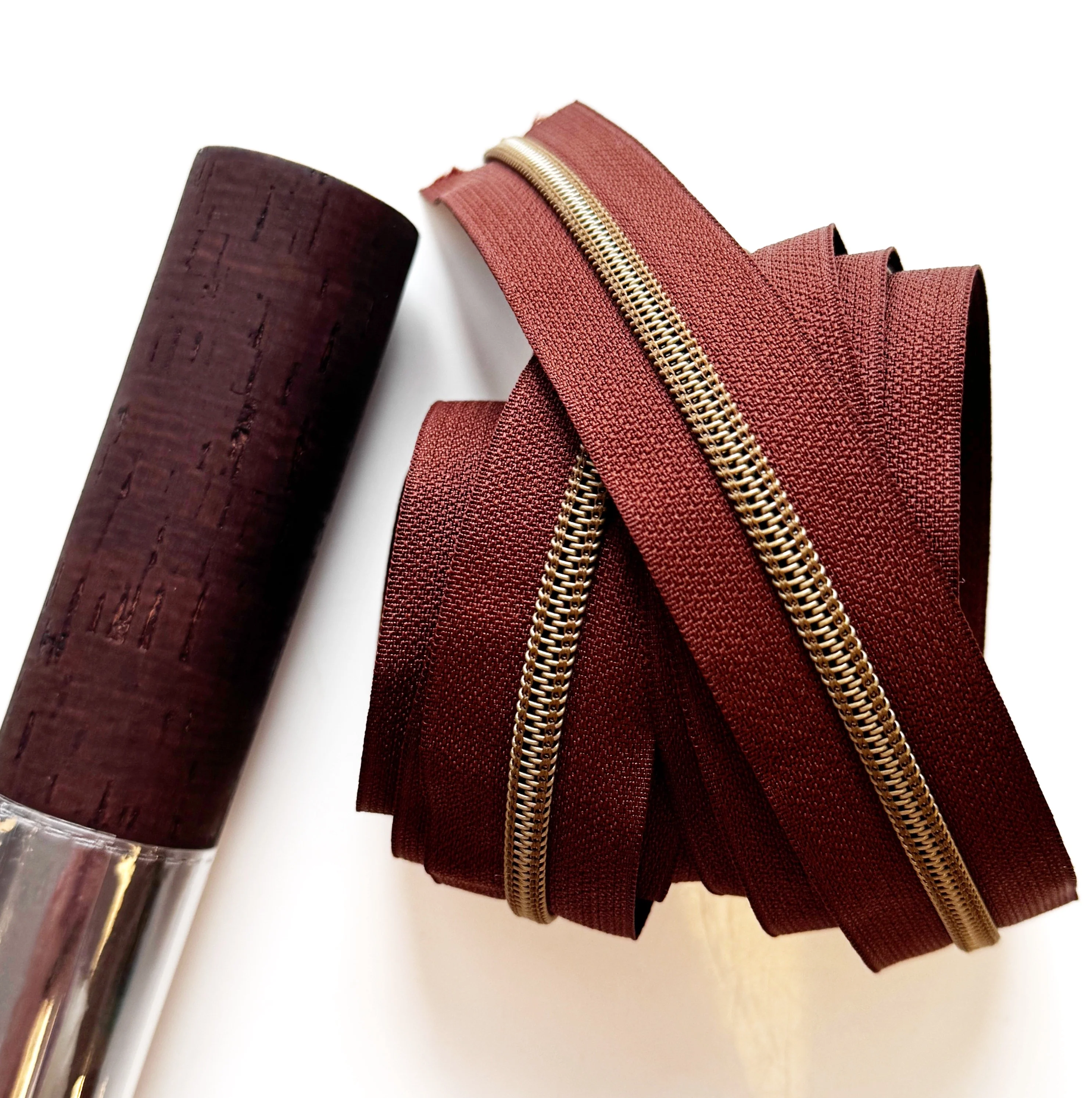 Brown Zipper Tape - #5 Nylon Continuous Zipper 3 Yards with Bronze Teeth - Image 2