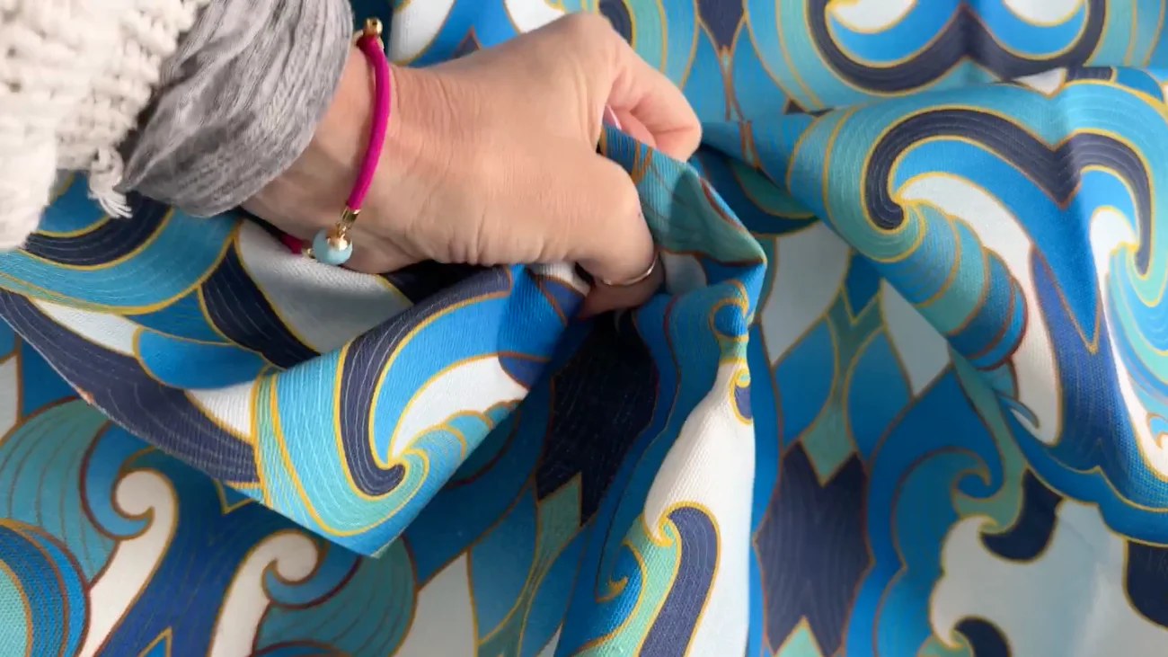 Blue Waves Canvas Fabric | Elegant Custom Print for Bag Making - Image 3