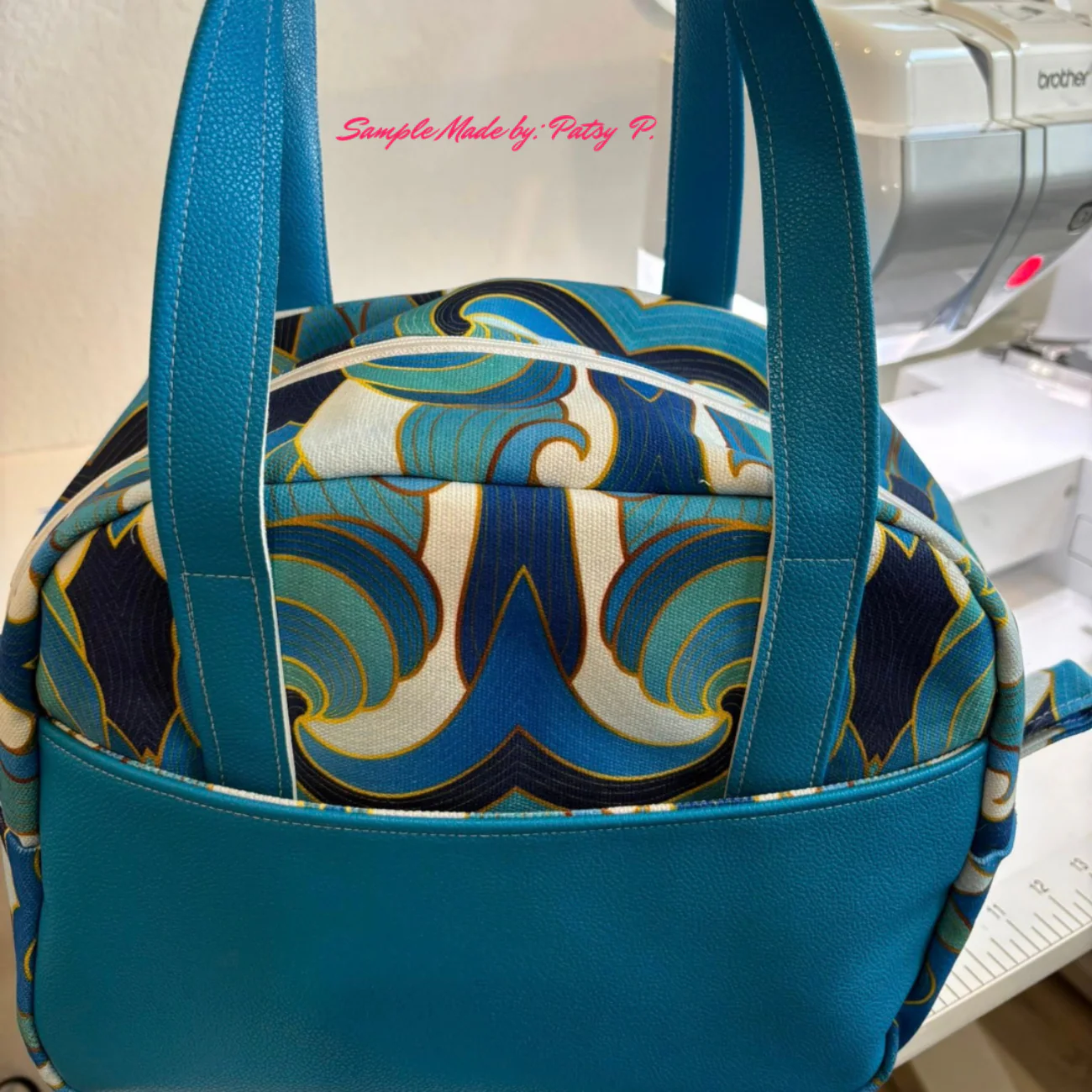 Blue Waves Canvas Fabric | Elegant Custom Print for Bag Making - Image 4