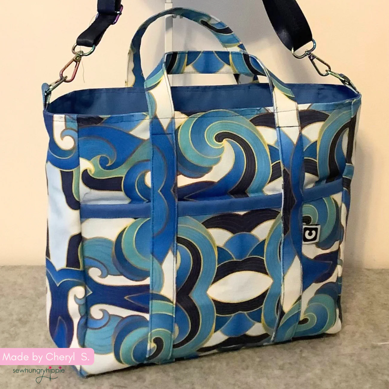 Blue Waves Canvas Fabric | Elegant Custom Print for Bag Making - Image 6