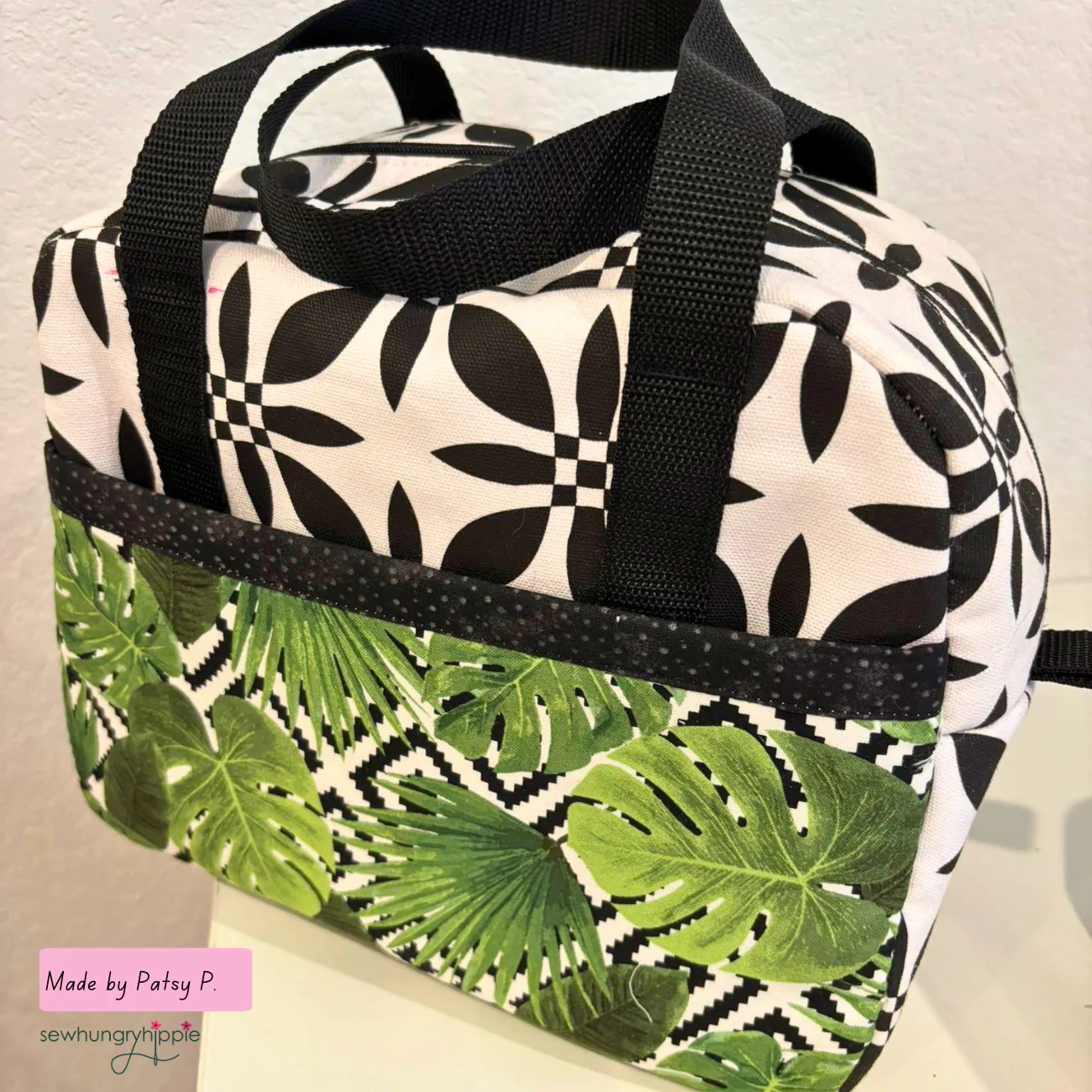 Quilty Black & White Canvas Fabric | Geometric Print for Bag Making - Image 4