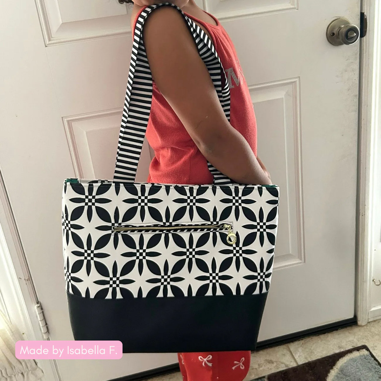 Quilty Black & White Canvas Fabric | Geometric Print for Bag Making - Image 5