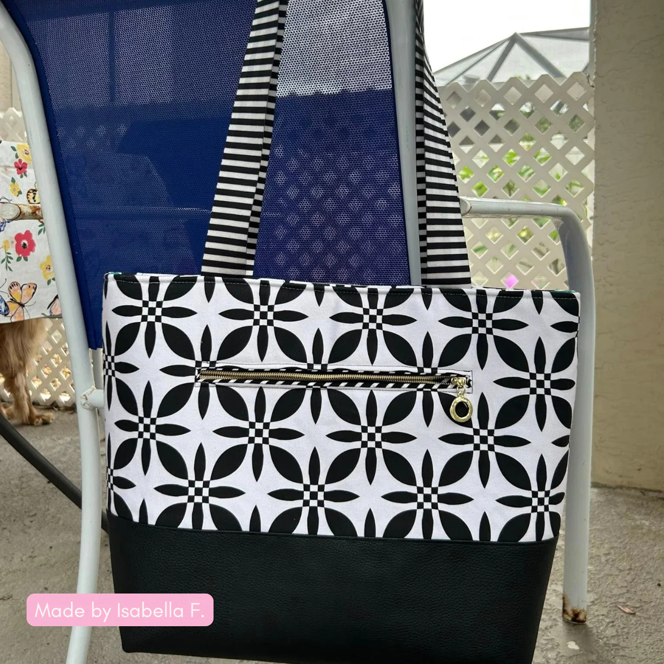 Quilty Black & White Canvas Fabric | Geometric Print for Bag Making - Image 6