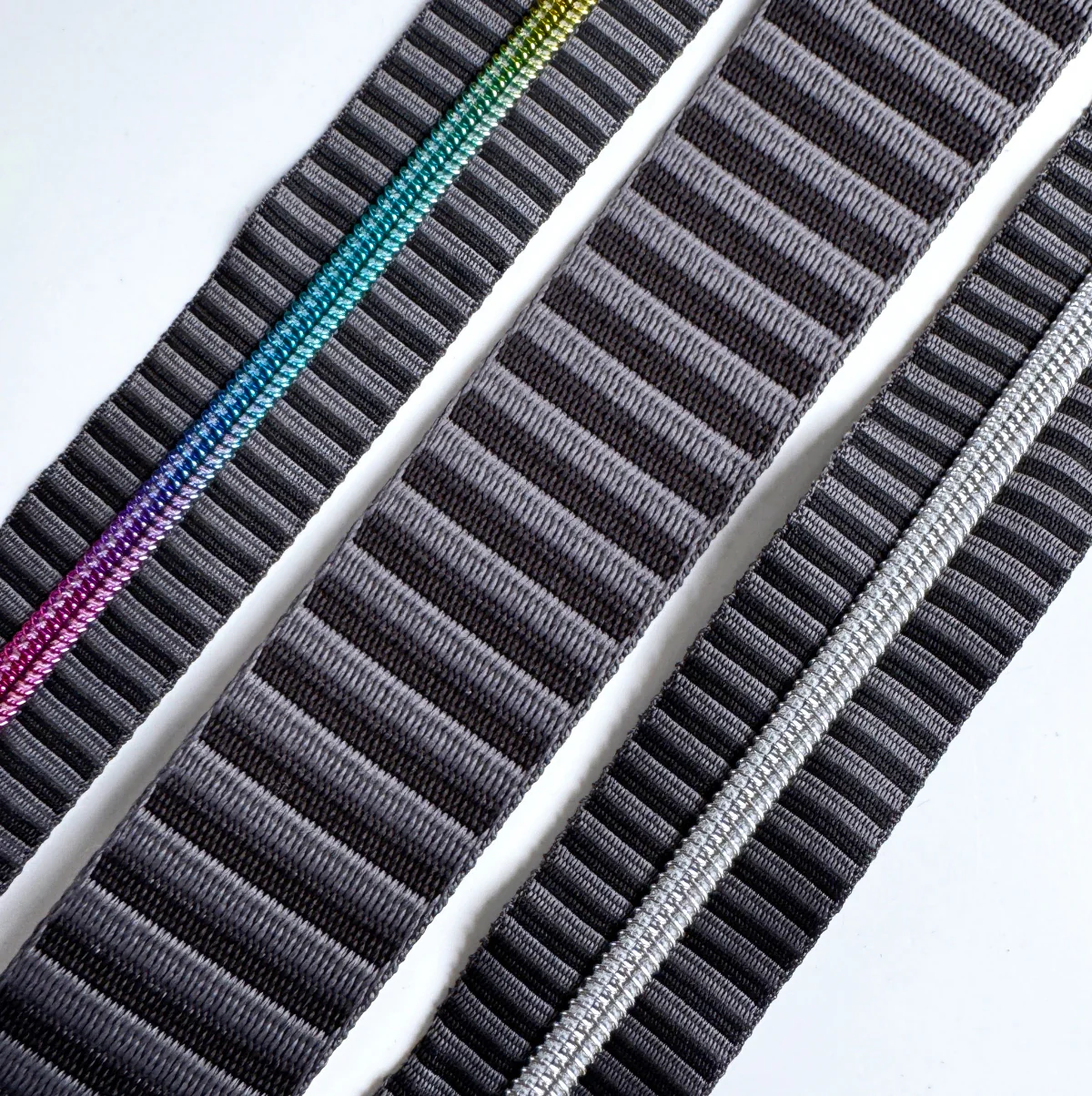 Black & Grey Striped Jacquard Woven Zipper Tape - Image 2