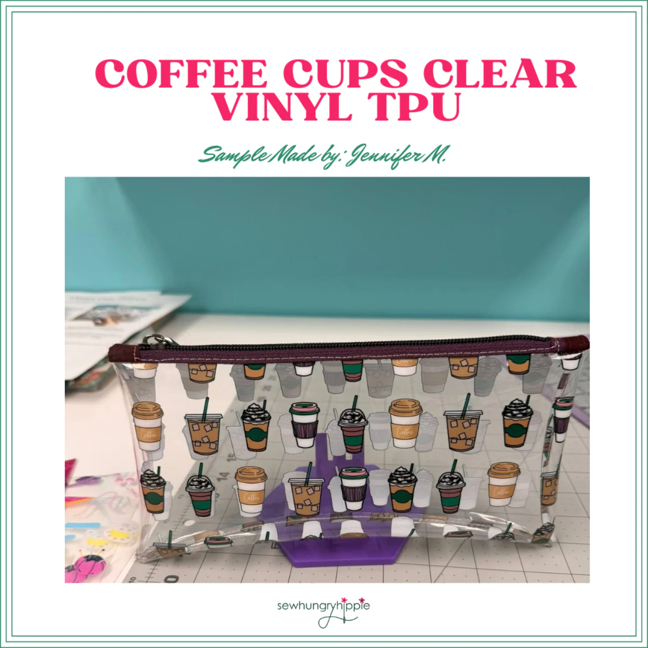 Coffee Cups Print TPU Vinyl – Clear Printed Vinyl for Bag & Pouch Making - Image 3