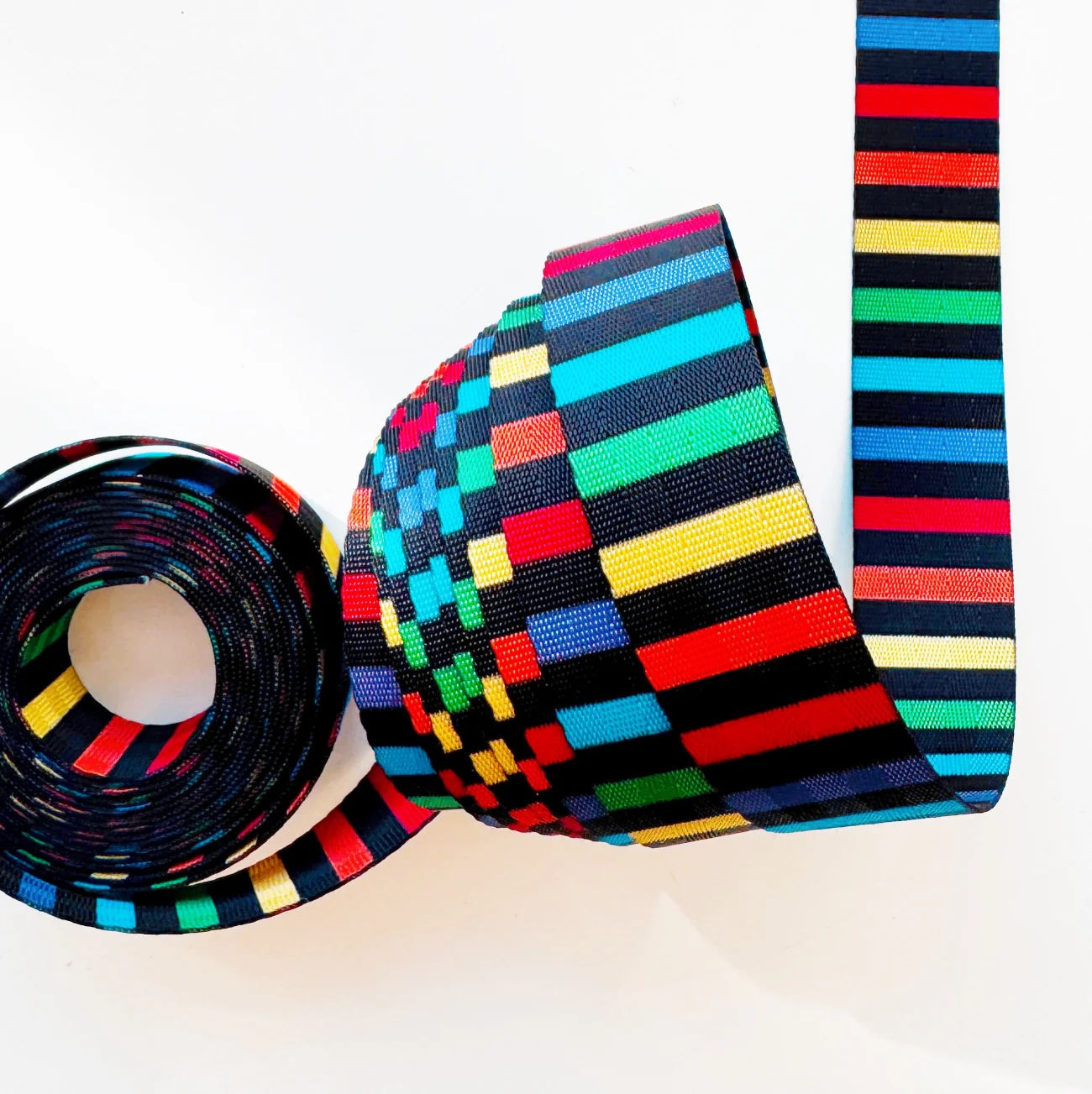 Multicolor Striped Seatbelt Webbing 1" Width - 5 Yard Bundle - Image 2