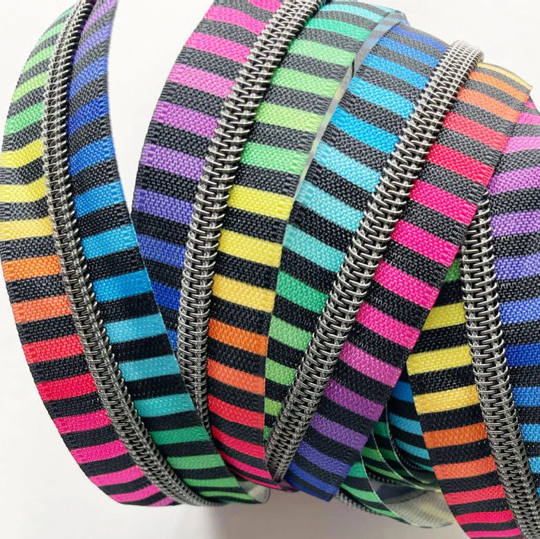 Color Stripes Zipper Tape #5 Nylon Rainbow - 3 Yards