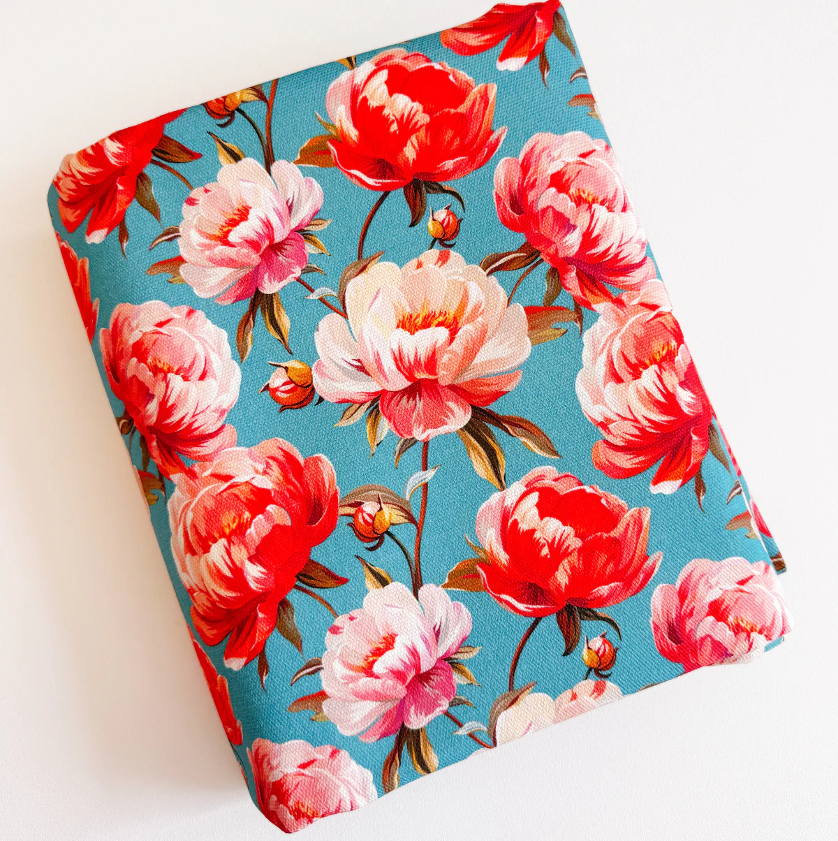 Coral Crush Peonies Canvas Fabric 36" x 58"