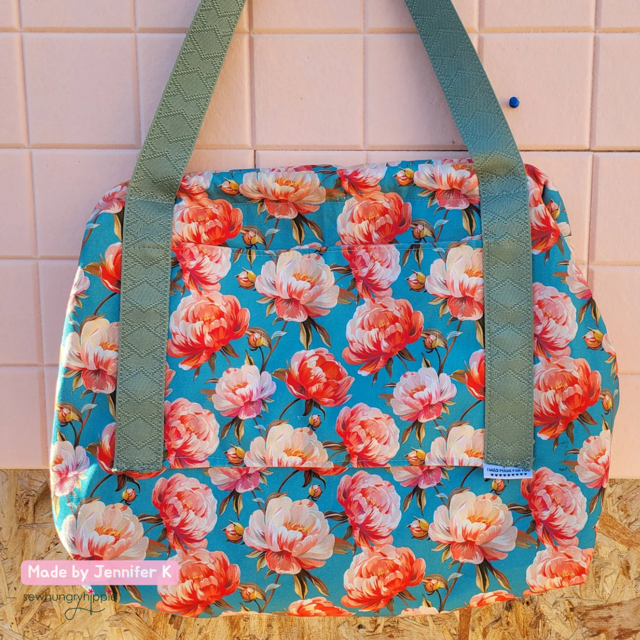 Coral Crush Peonies Canvas Fabric 36" x 58" - Image 4