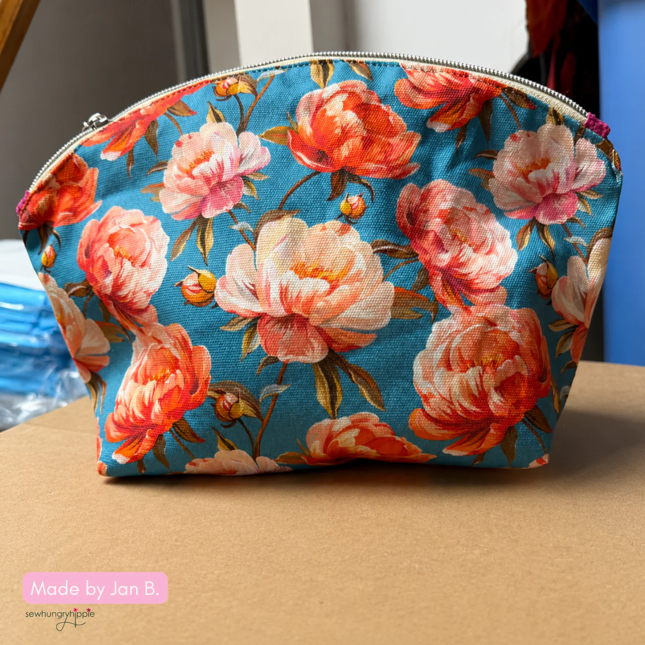 Coral Crush Peonies Canvas Fabric 36" x 58" - Image 5