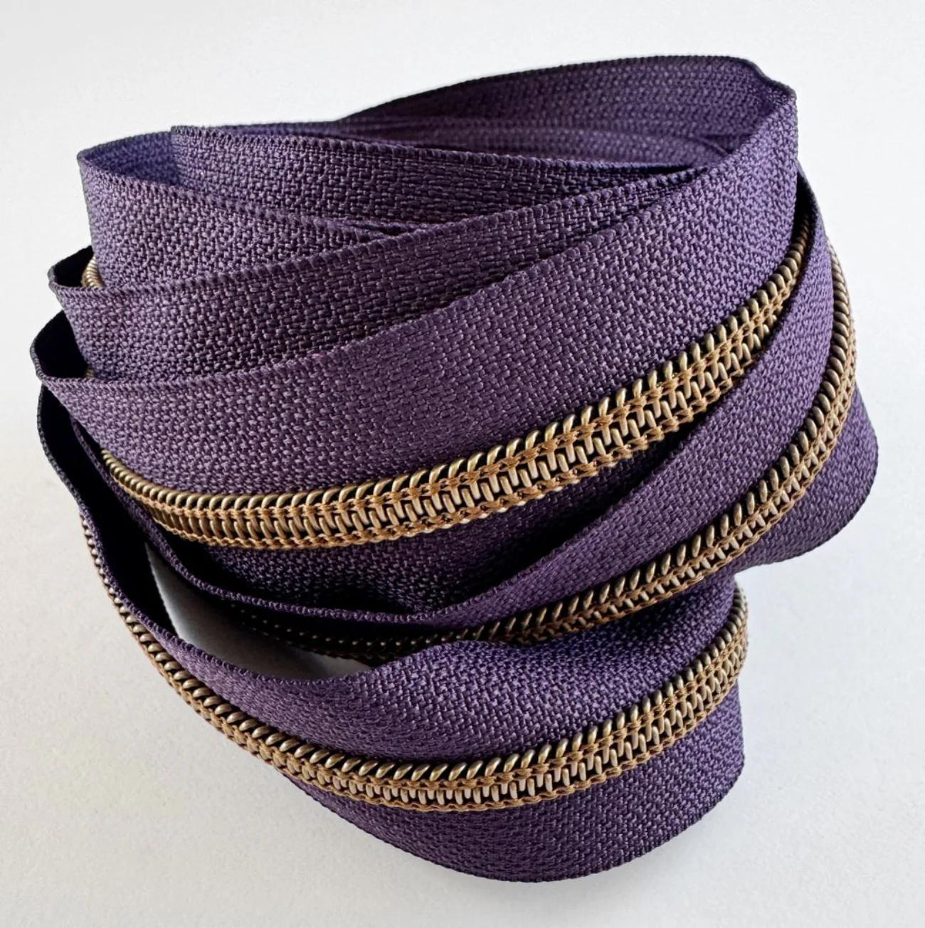 Dark Purple Zipper Tape Bronze Teeth - #5 Nylon Continuous Zipper 3 Yards