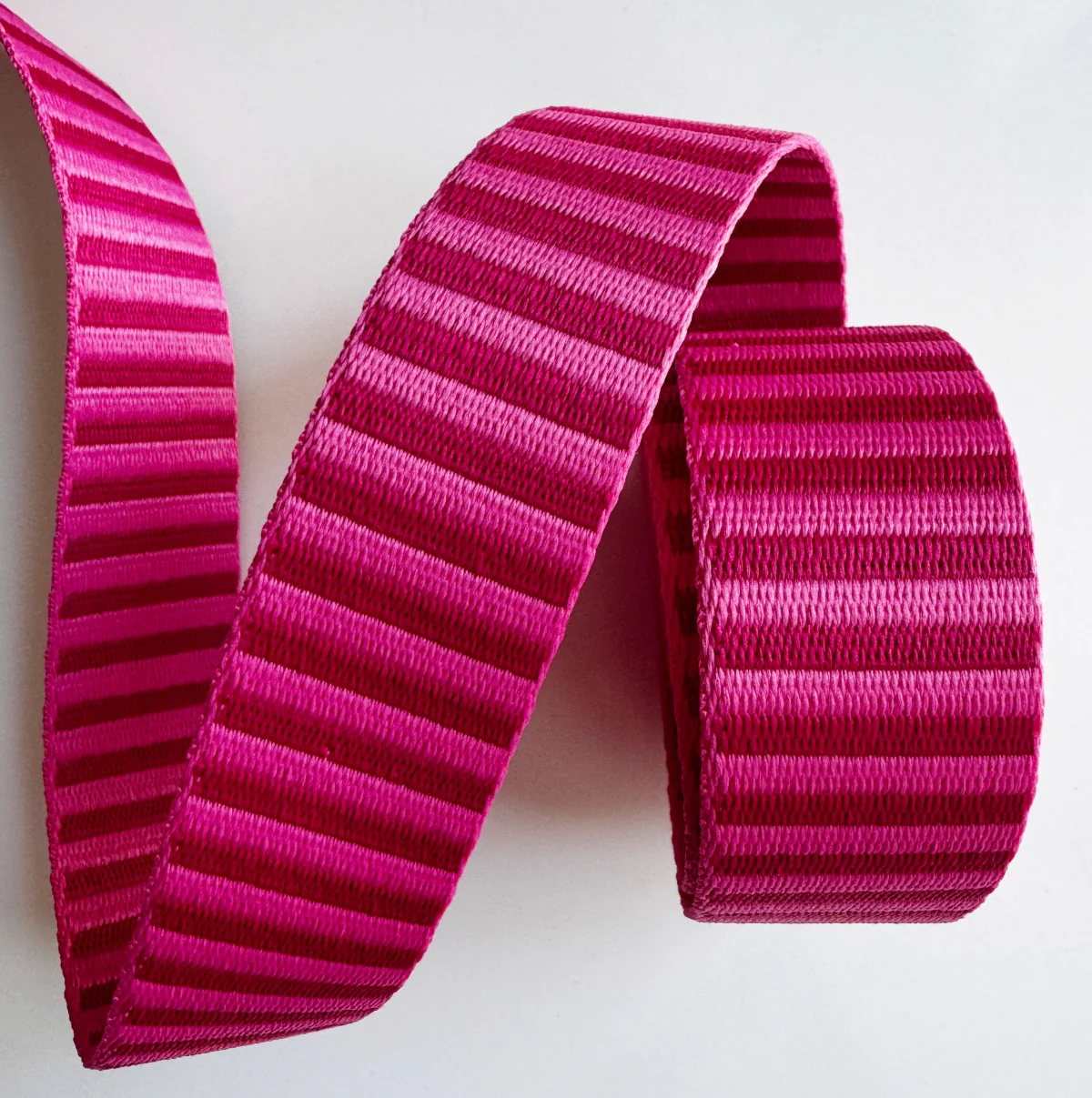 Jacquard Woven Stripe Webbing – Dark Pink Dragonfruit | 1.5" Wide | Sold Per Yard