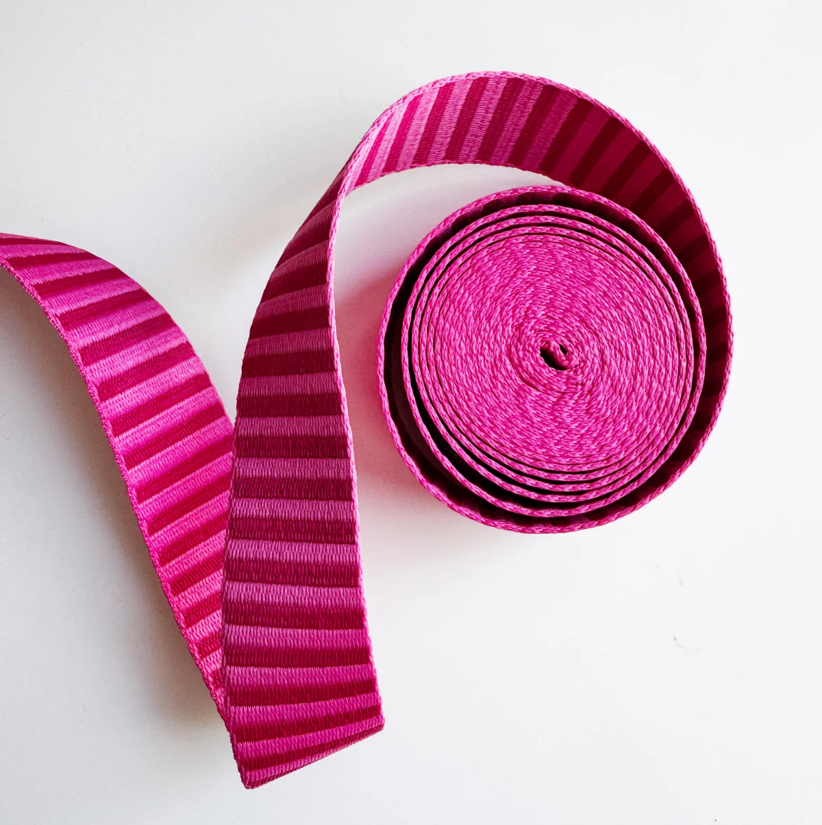 Jacquard Woven Stripe Webbing – Dark Pink Dragonfruit | 1.5" Wide | Sold Per Yard - Image 2