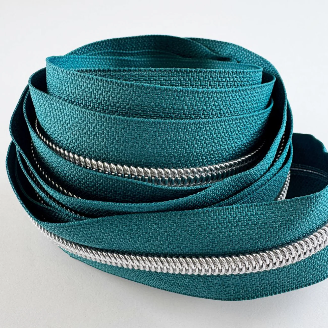 Jade Zipper Tape Silver Teeth - #5 Nylon Continuous Zipper 3 Yards