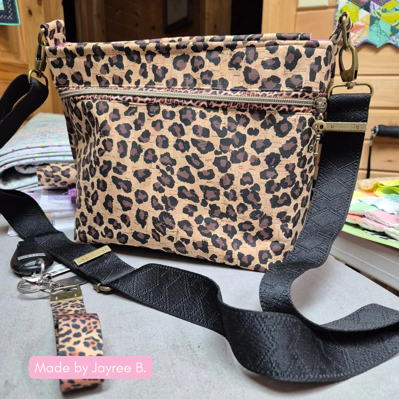 Leopard Print Cork Roll 18x54 | Microfiber-Backed Bag Making Fabric - Image 2
