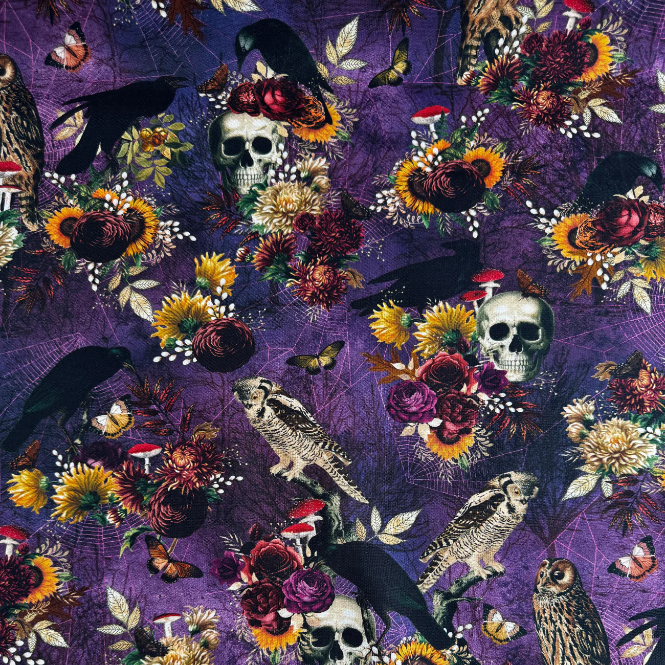 Midnight Purple Skull 100% Cotton Fabric – Robert Kaufman