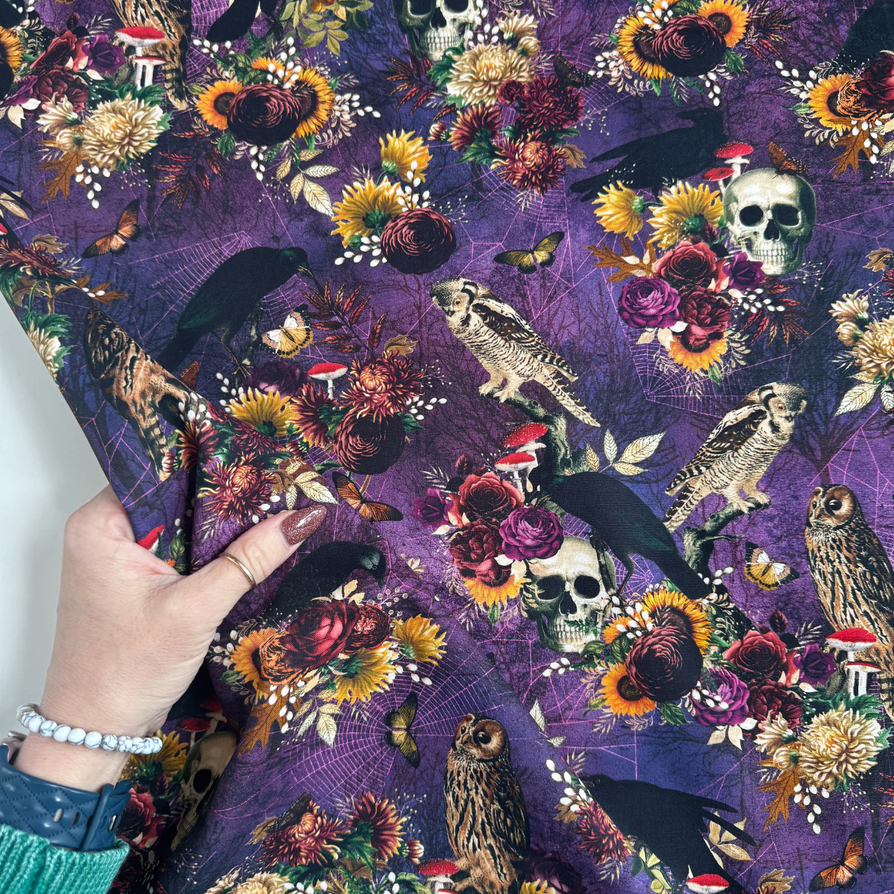 Midnight Purple Skull 100% Cotton Fabric – Robert Kaufman - Image 2