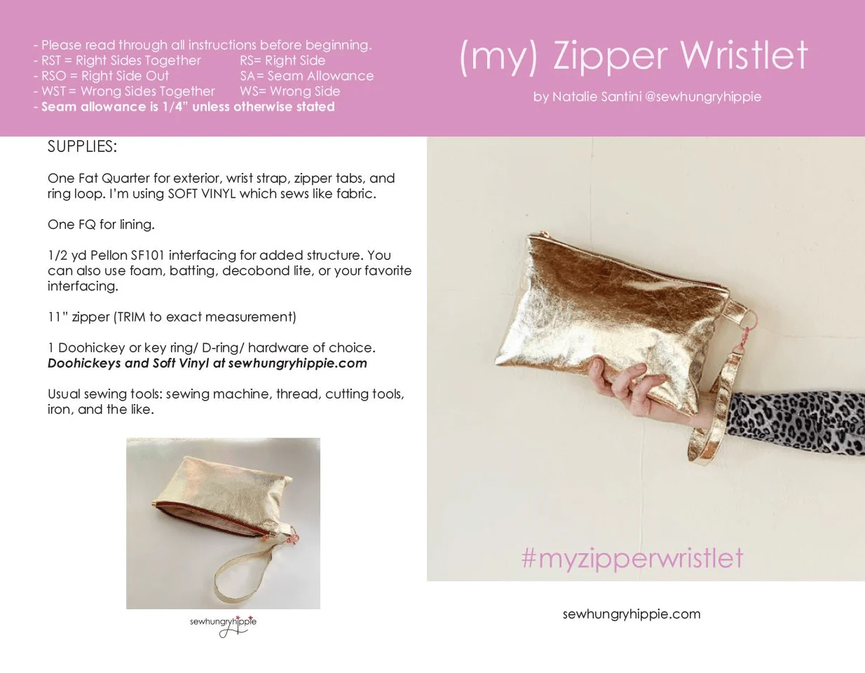 Zipper Wristlet PDF sewing pattern - Image 3