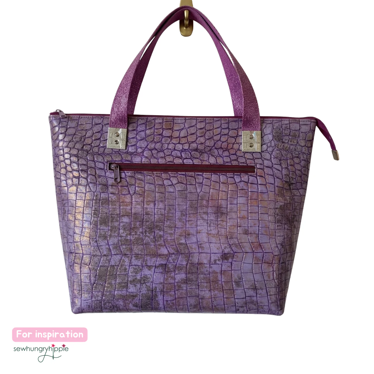 Mystic Croc Purple Faux Leather Vinyl - SewHungryHippie Bag Making Material - Image 5