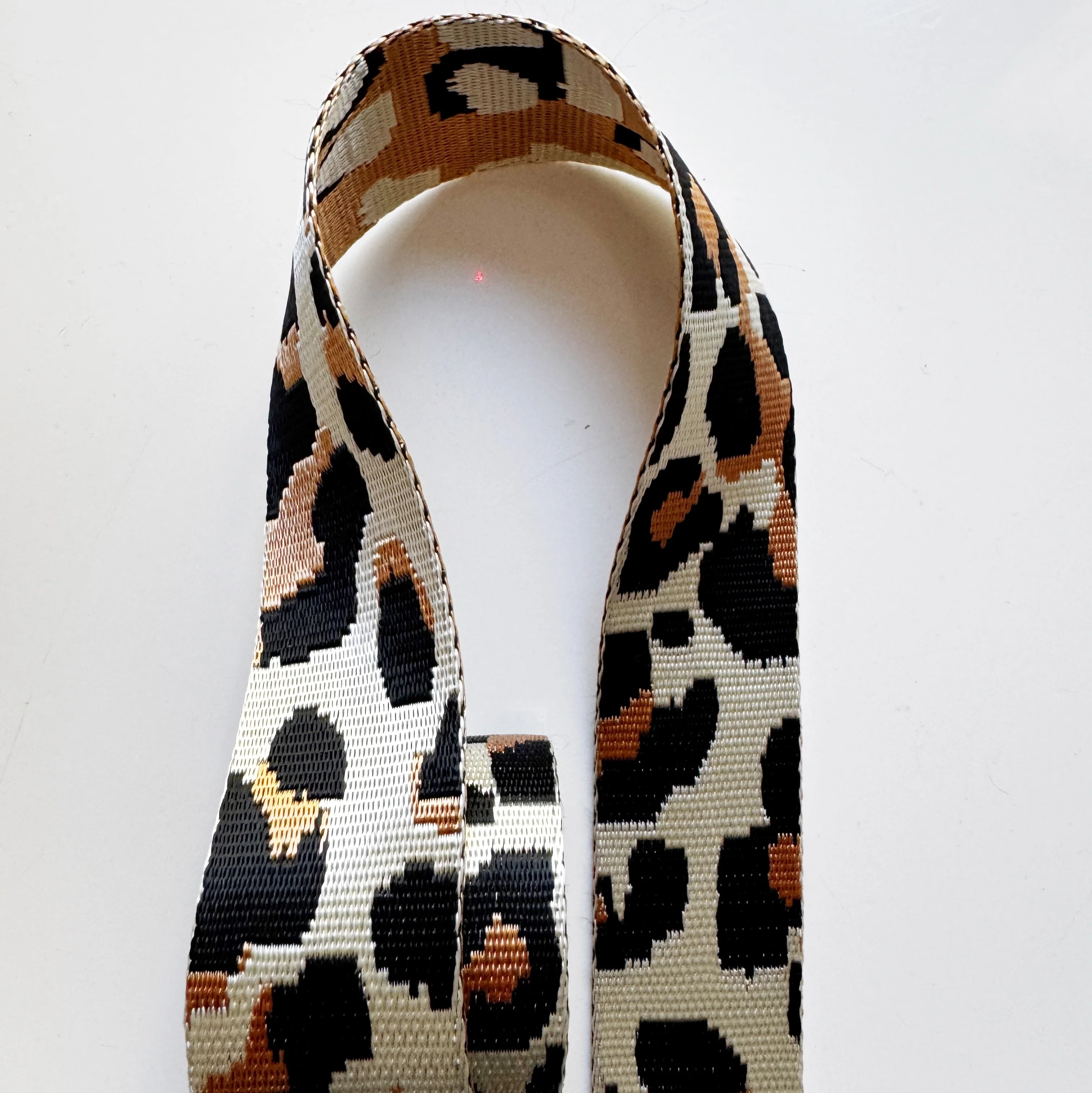 Natural Leopard Woven Webbing 1.5" Width - Premium Slick Finish Per Yard
