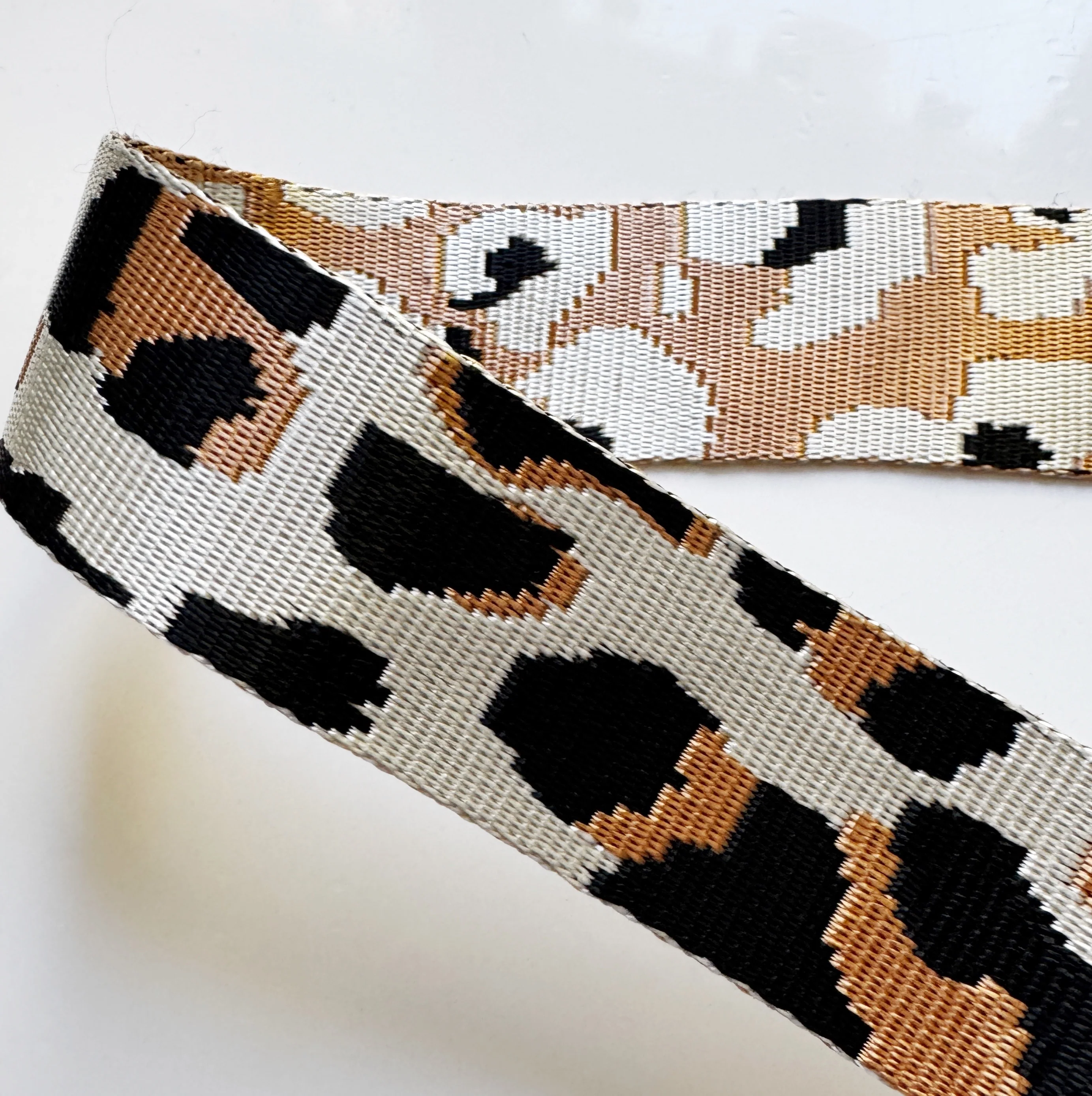 Natural Leopard Woven Webbing 1.5" Width - Premium Slick Finish Per Yard - Image 2