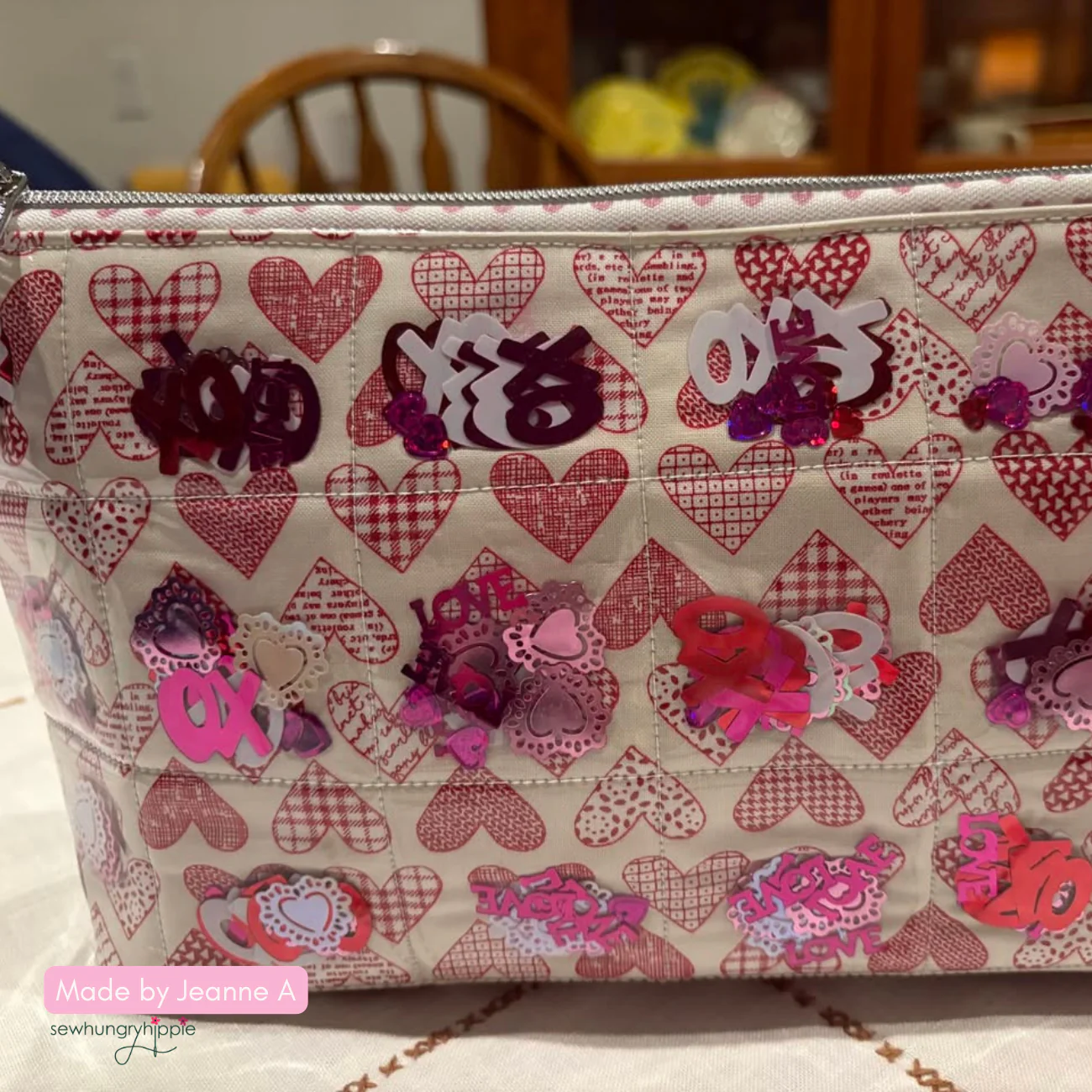 #5 Pink Hearts Print Zipper Pack with Silver Teeth - 3 Yards Continuous Zipper Tape - Image 3