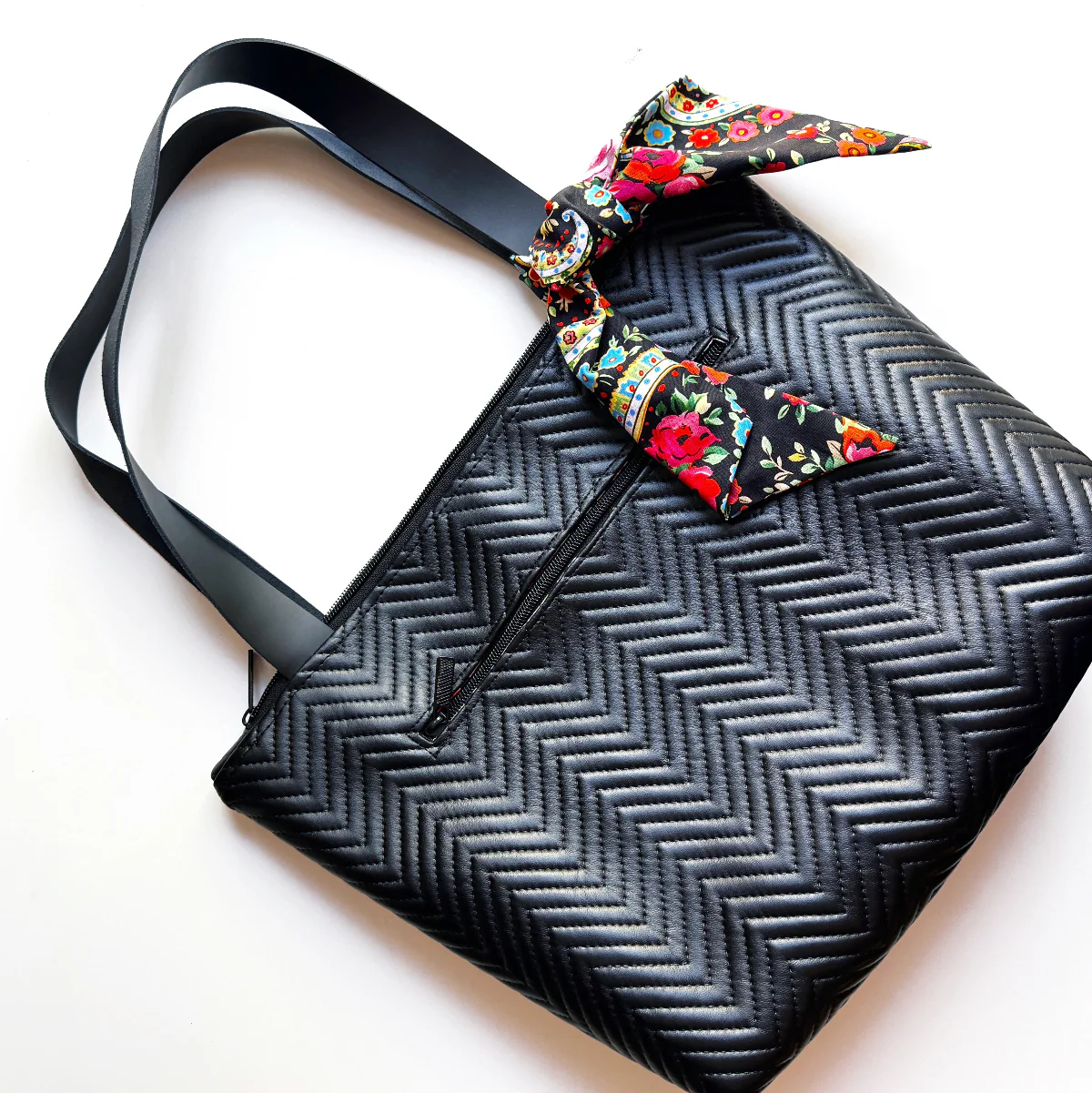 Pre-Quilted Black Chevron Vinyl for Bag Making - Image 4