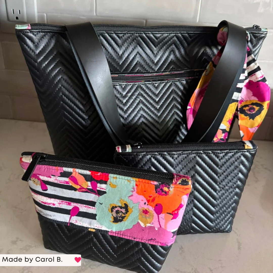 Pre-Quilted Black Chevron Vinyl for Bag Making - Image 9