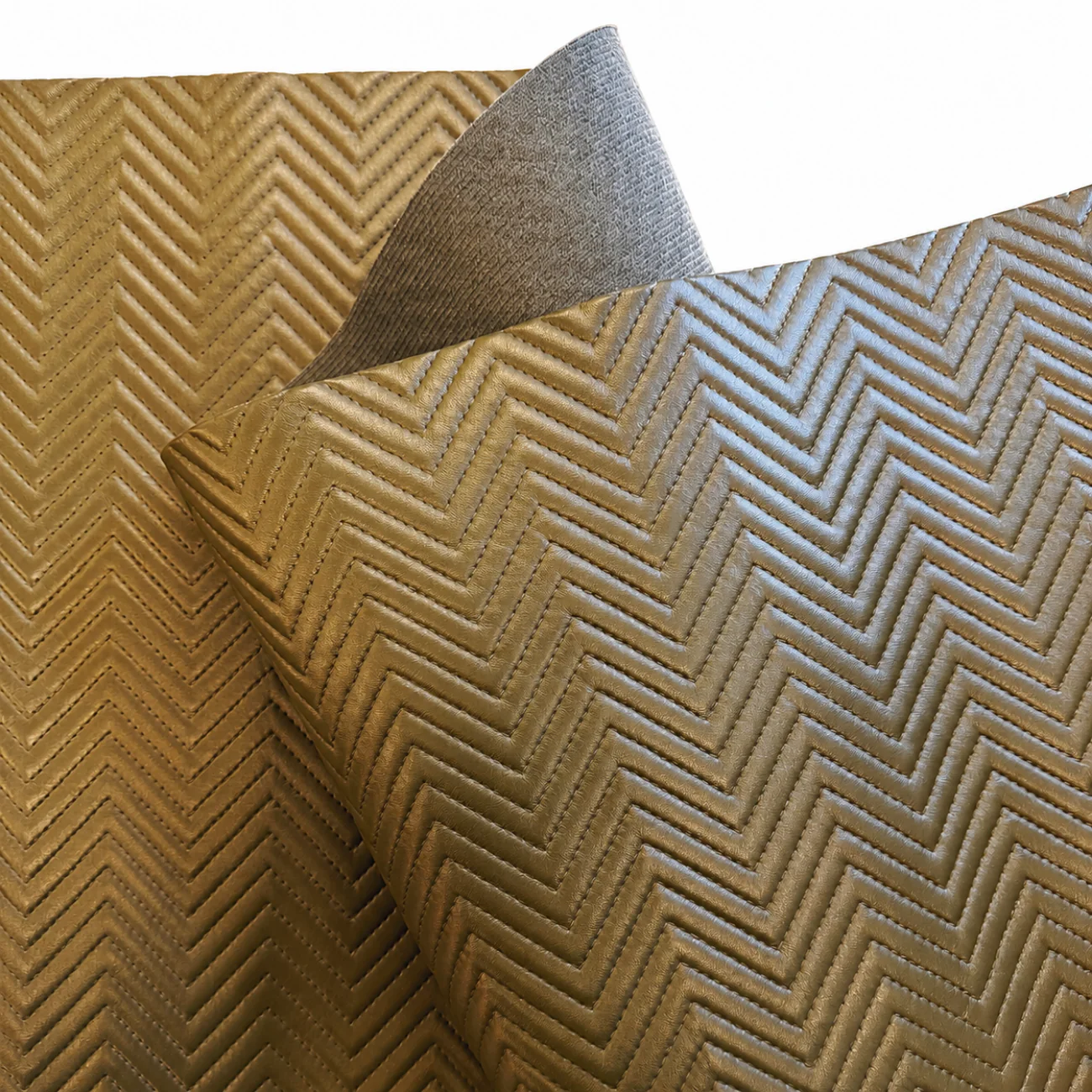 Pre-Quilted Olive Chevron Vinyl for Bag Making - Image 2