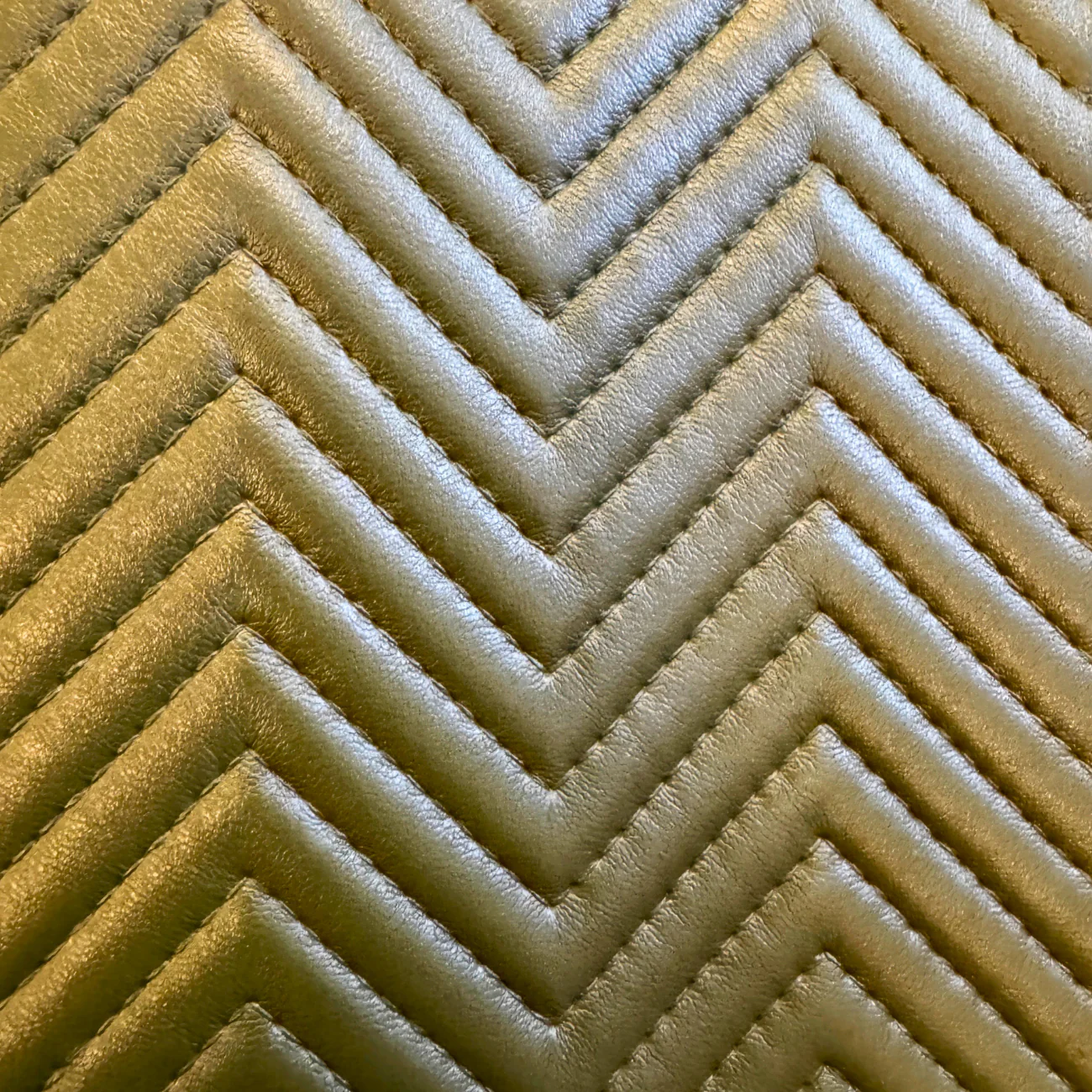 Pre-Quilted Olive Chevron Vinyl for Bag Making - Image 3