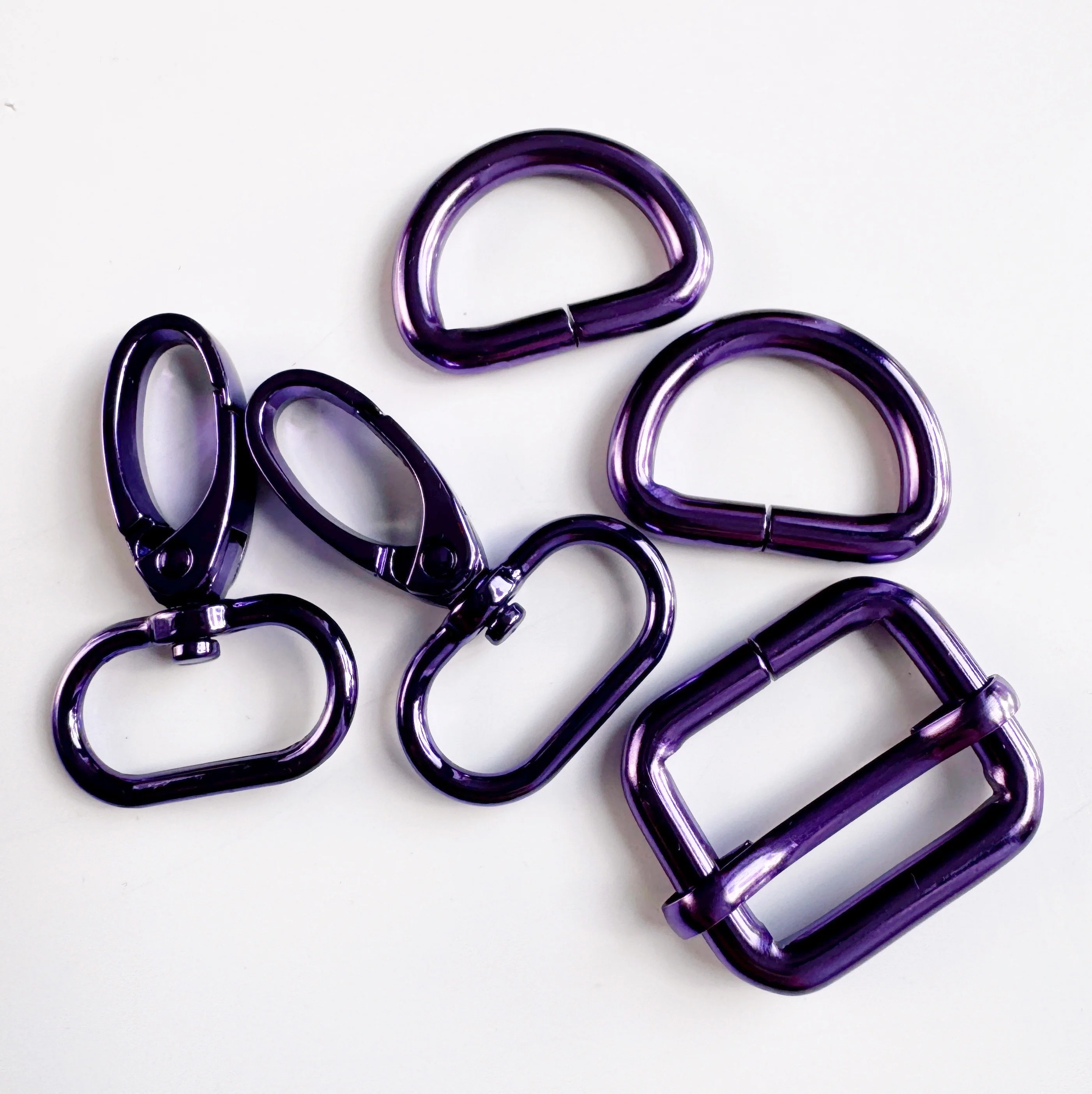Bag Making Hardware - Purple 1" D-Rings, Lobster Swivels & Slider | 5-Piece