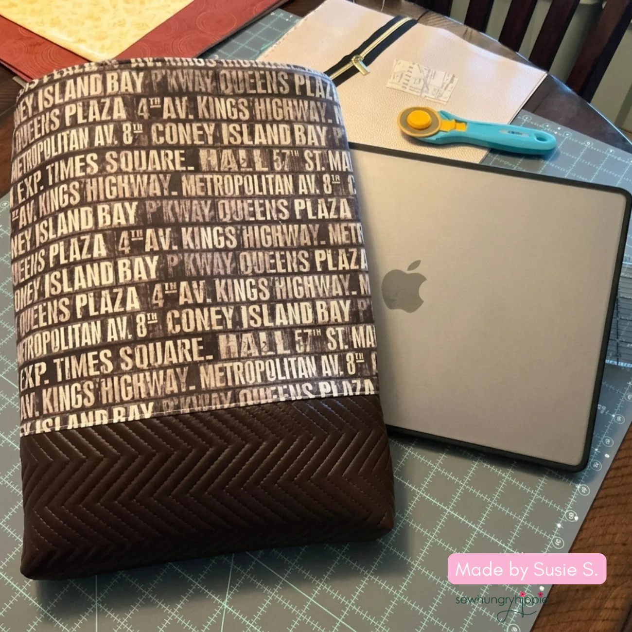 Pre-Quilted Vinyl – Dark Brown Chevron - Image 5