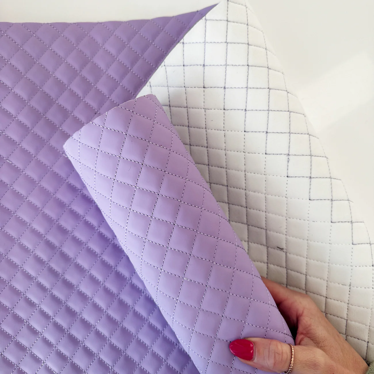 Quilted Vinyl Lavender - Pre-Quilted Fabric for Bags - Image 4