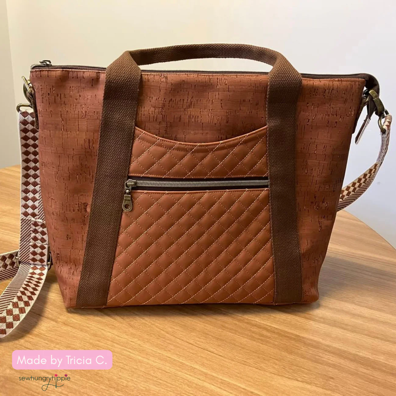 Quilted Vinyl Light Brown - Cinnamon Pre-Quilted Fabric for Bags - Image 6