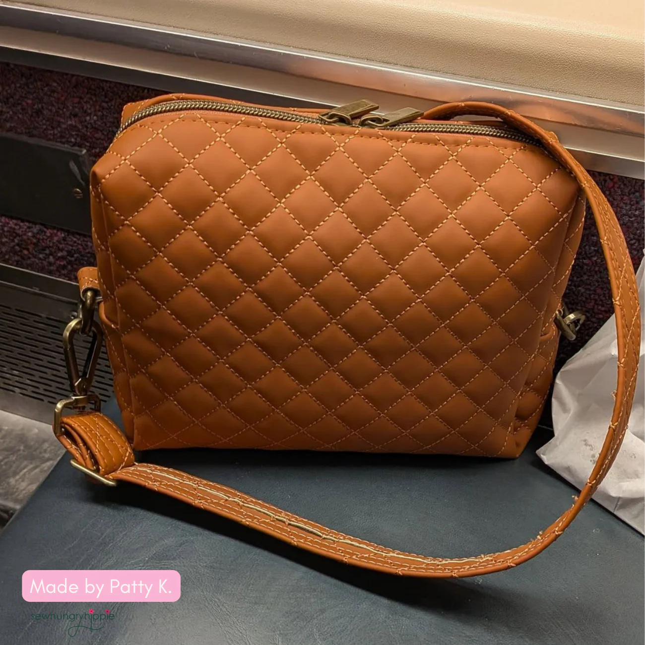 Quilted Vinyl Light Brown - Cinnamon Pre-Quilted Fabric for Bags - Image 7