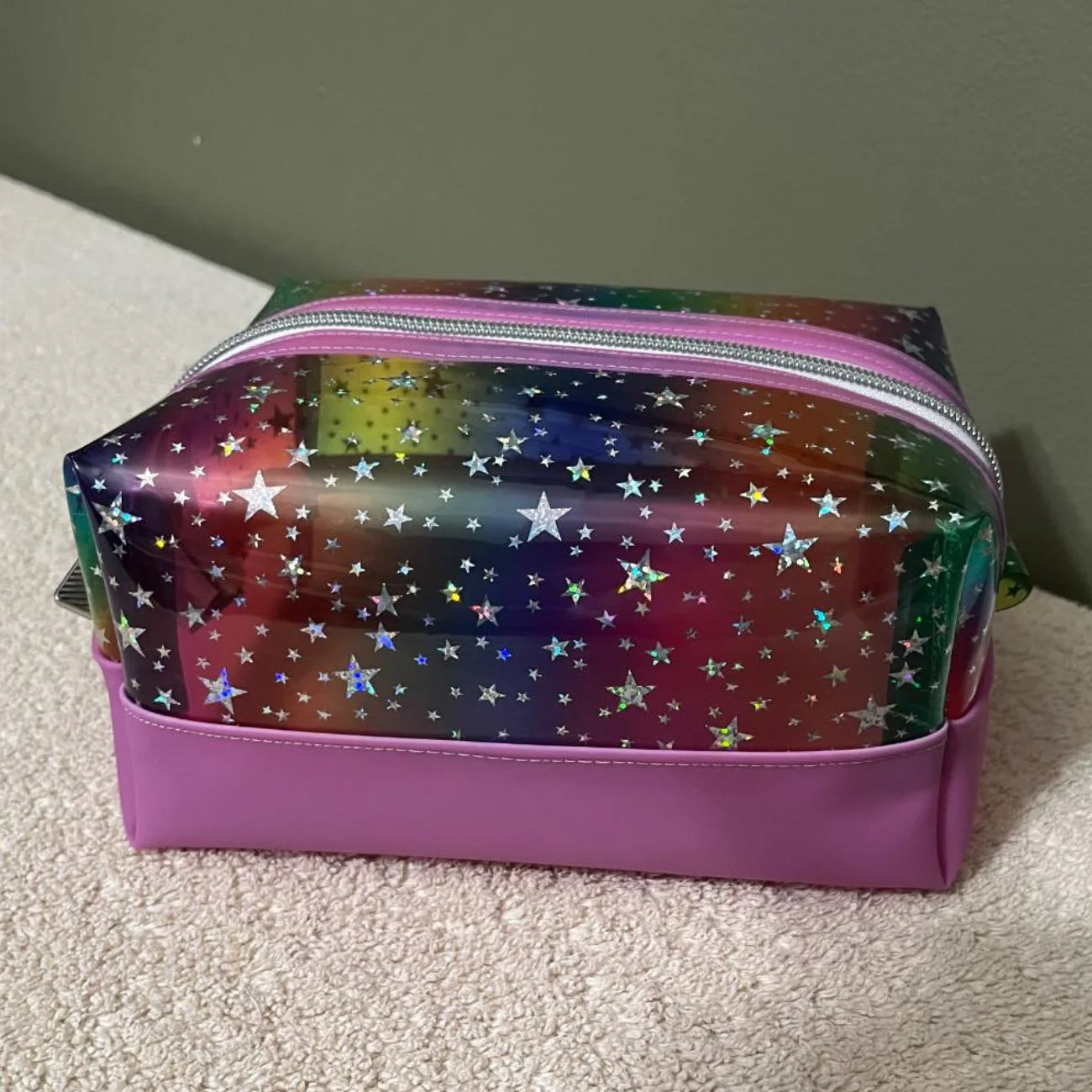 Rainbow Glittery Stars TPU Vinyl Fabric - Image 3