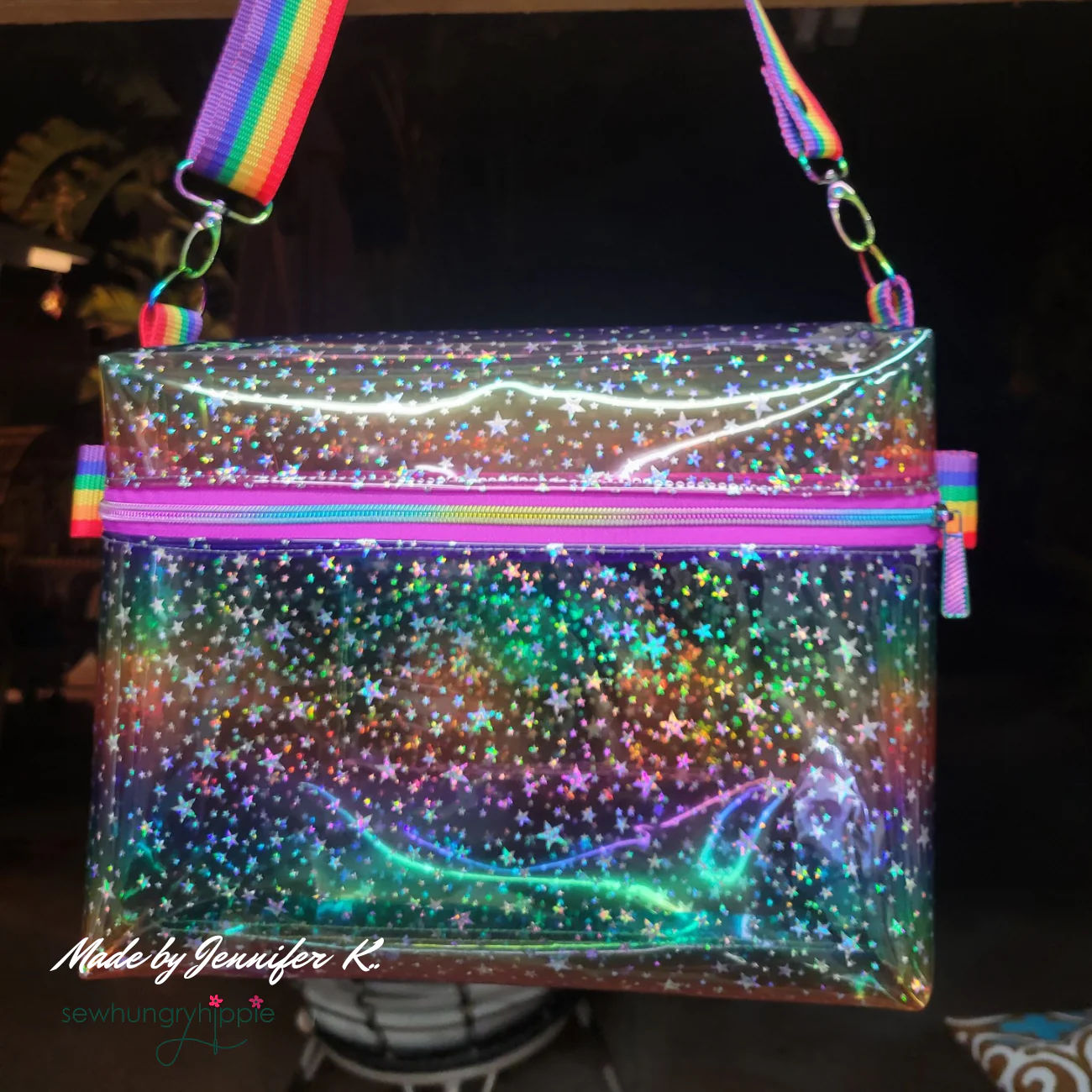 Rainbow Glittery Stars TPU Vinyl Fabric - Image 5